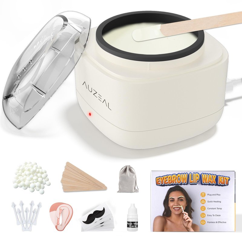 AUZEAL Mini Face Waxing Kit for Women, Facial Waxing Kit for Hair Removal, Eyebrow & Lip Wax Kit with 100g Beads, 50 Applicators, USB Fast Heat, Smart Constant Temp, Portable Size for Home & Travel