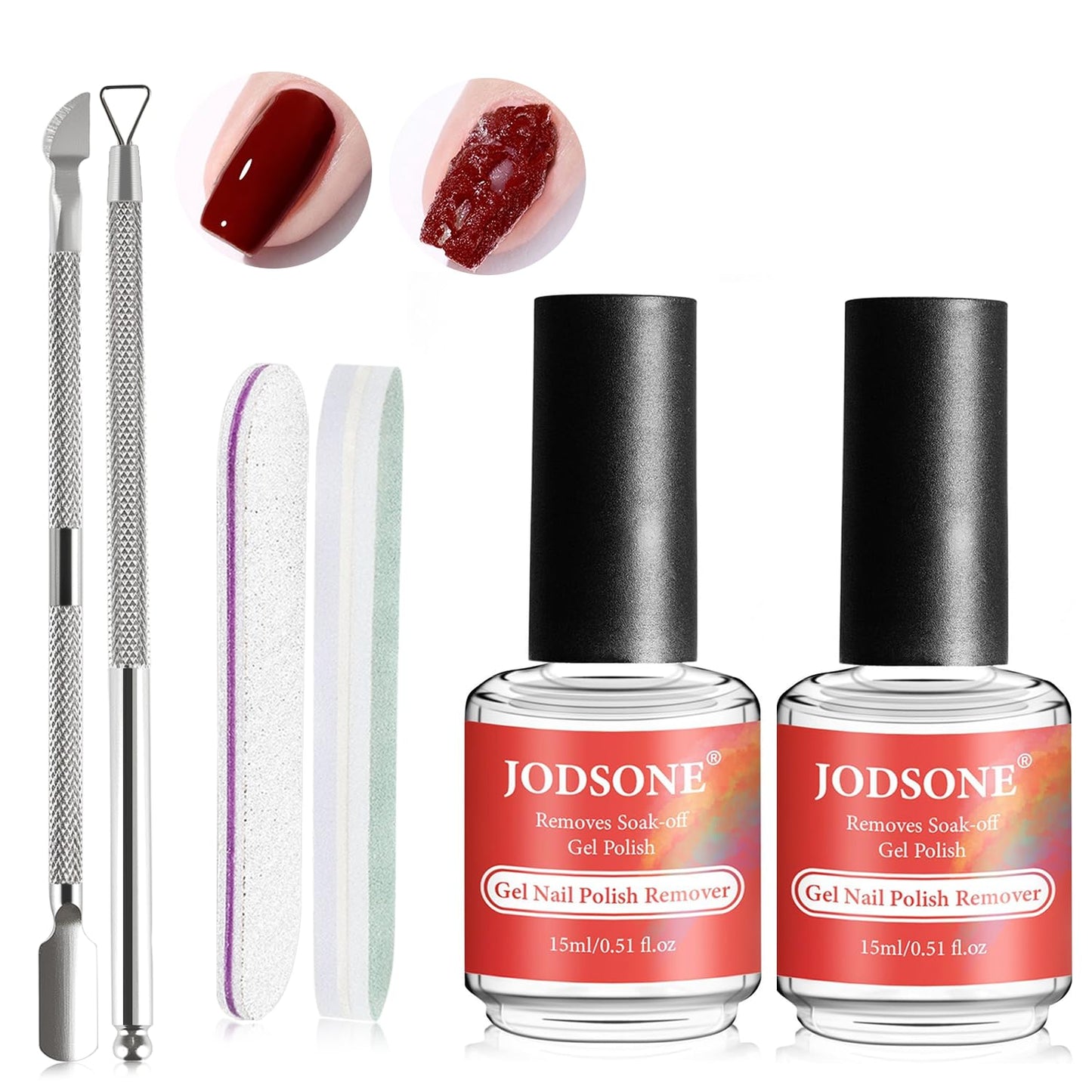 JODSONE Gel Nail Remover Set - 3Pcs 10ml Top & Base Coat for Quick Home Use | UV Light Curing Required