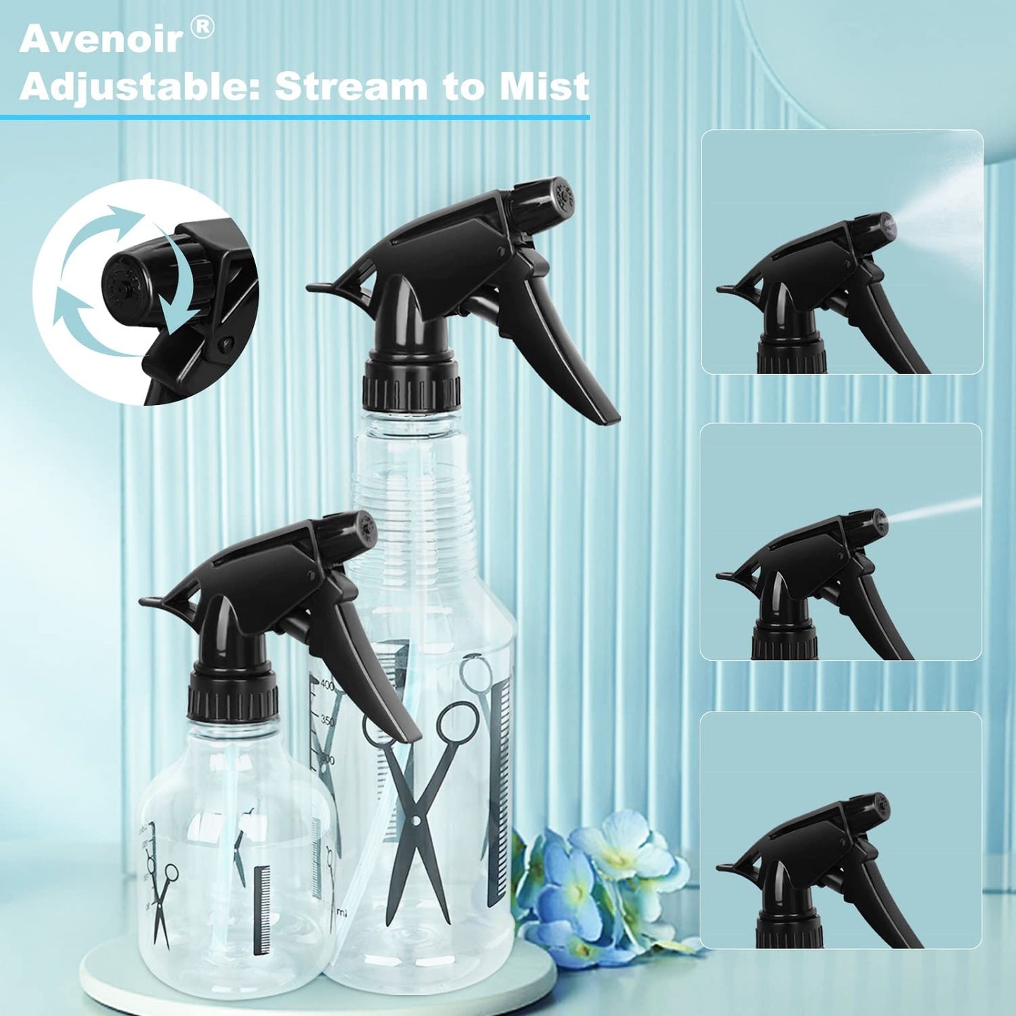 Avenoir Adjustable Spray Bottle - 250ml & 500ml | Versatile Container for Hair, Plants, and Home Cleaning