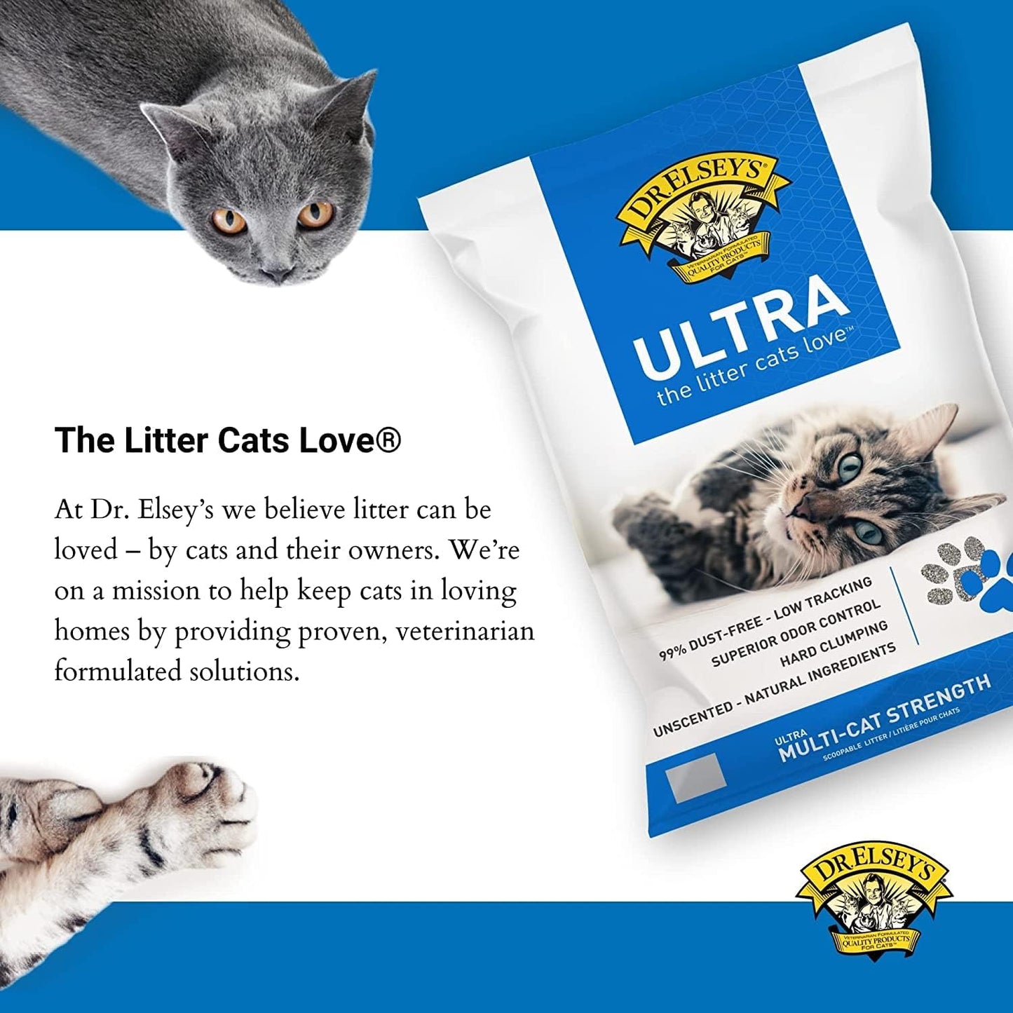 Ultra UnScented Clumping Clay Cat Litter - 40 lb. Bag for Odor Control & Easy Cleanup