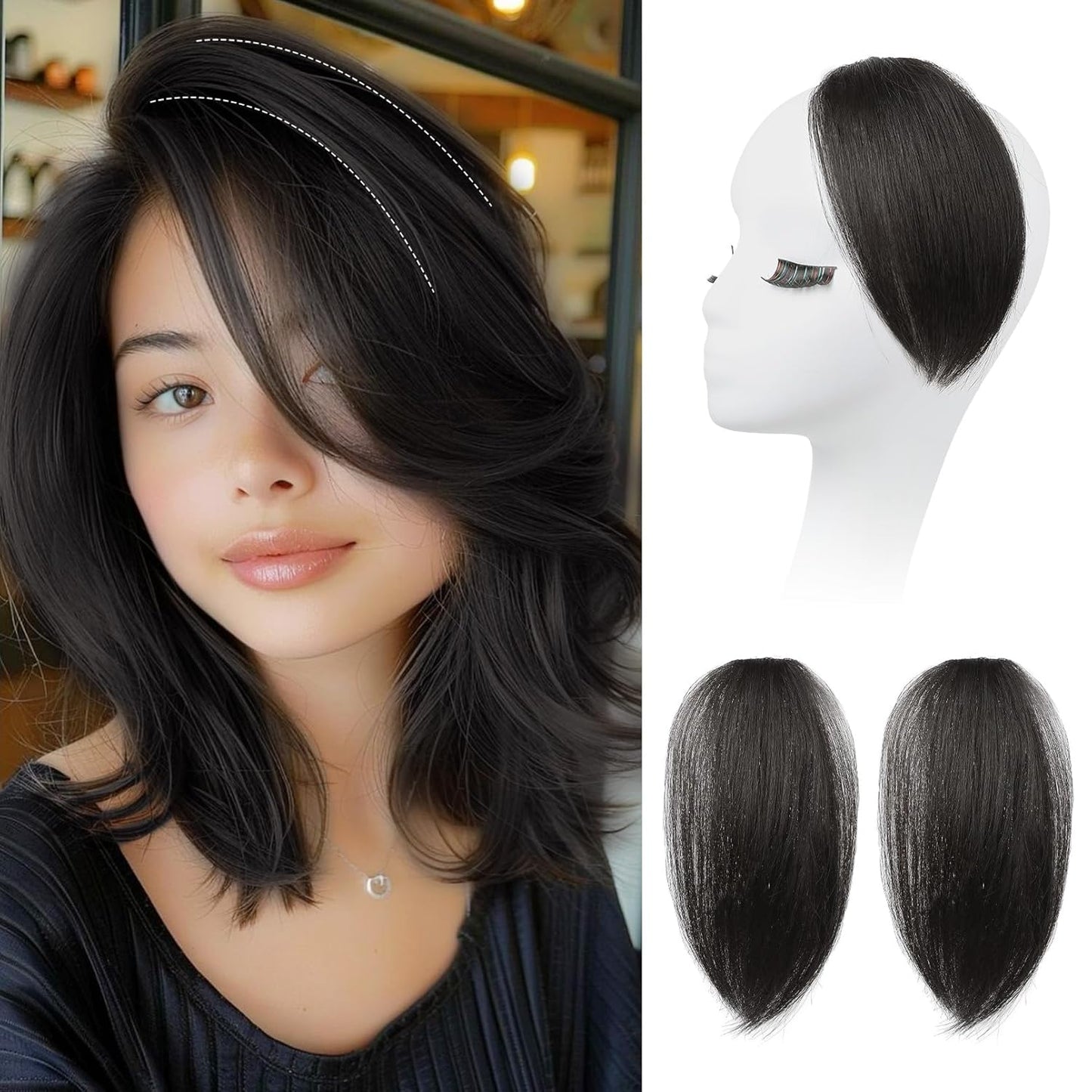Clip In Hair Volumizer - Short Thick Hairpieces for Extra Volume | Black Brown, 8 Inch (Pack of 2)