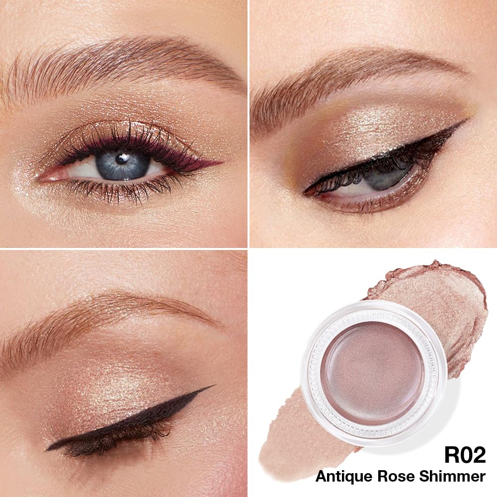 Antique Rose Shimmer Eyeshadow Palette - Cream Glitter Holographic Makeup for Mature Women | Talc-Free, Paraben-Free, Cruelty-Free