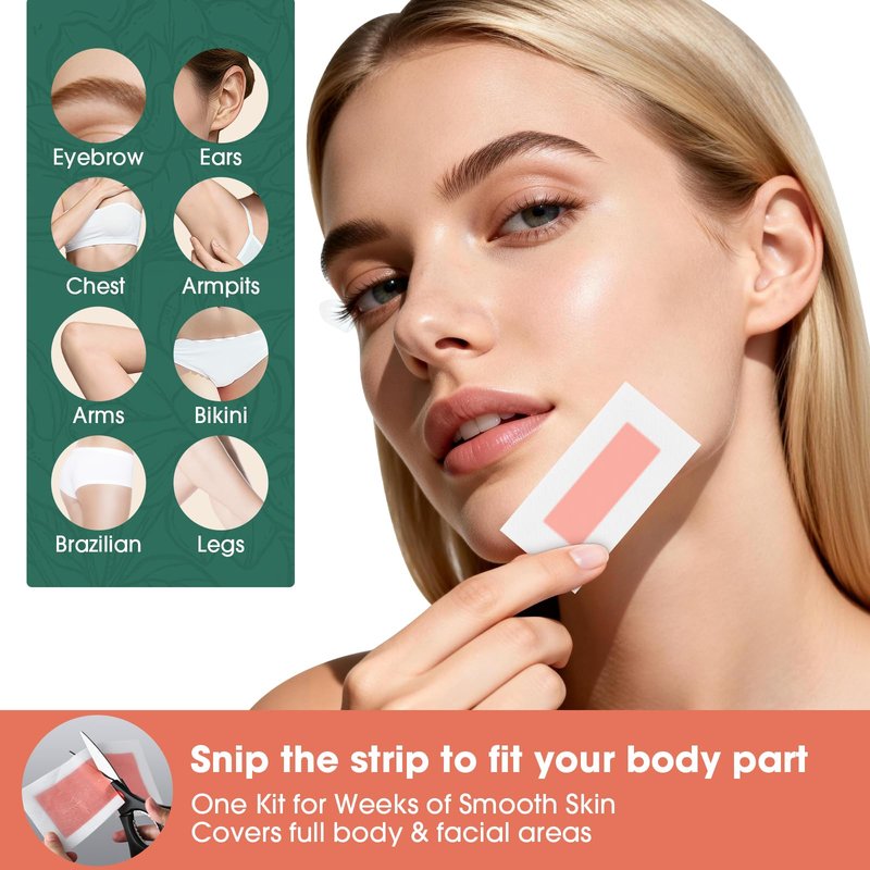 Wax Strips for Hair Removal: 60 Count (40 Large Body & 20 Face) Ready to Use Cold Waxing Kit for Women & Men – Bikini, Underarm, Legs, Arms, Upper Lip, Chin, Sensitive Skin