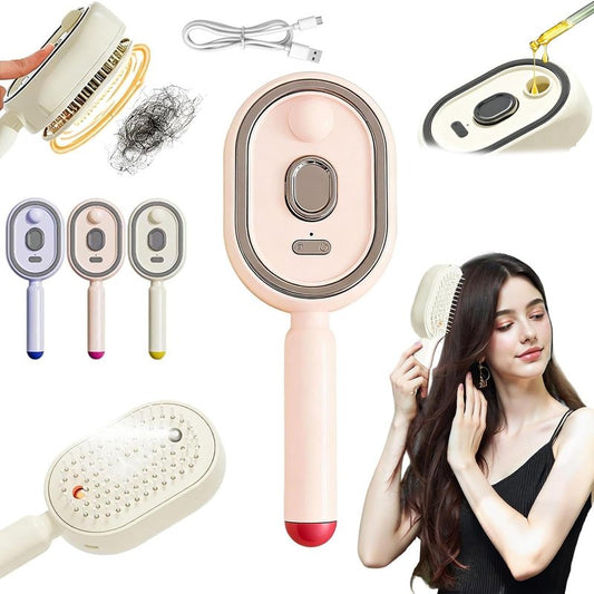 2026 Upgrade Electric Steam Brush, Detangling Steam Brush for Long/Short Hair, 2-in-1 Misting Hairbrush with Water Spray, Rechargeable Steam Hair Straightener, Nourishes Hairs,Anti Frizz Tool (#A)