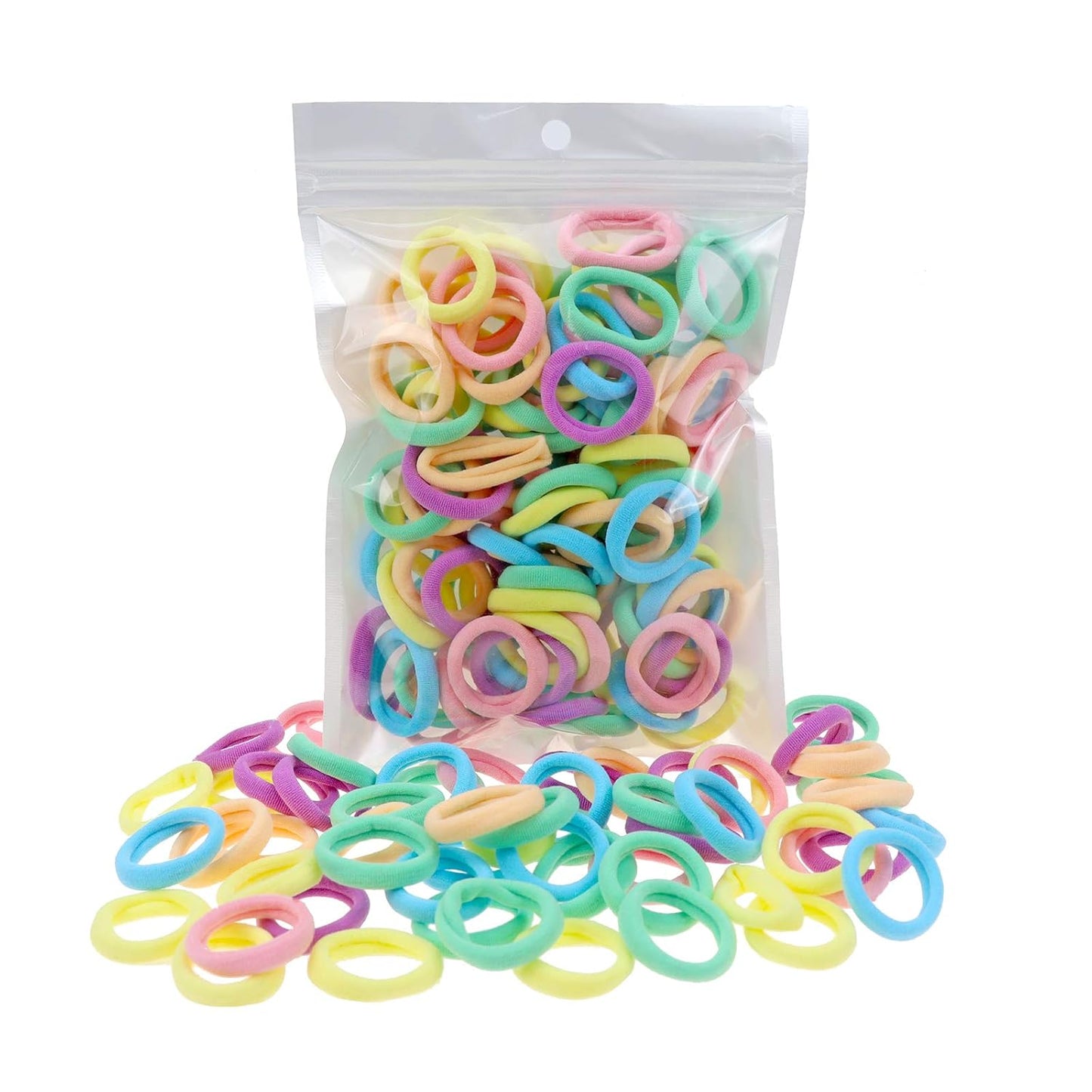 Nylon Hair Ties - 100 Pack Black Seamless Ponytail Holders for Toddlers & Baby Girls