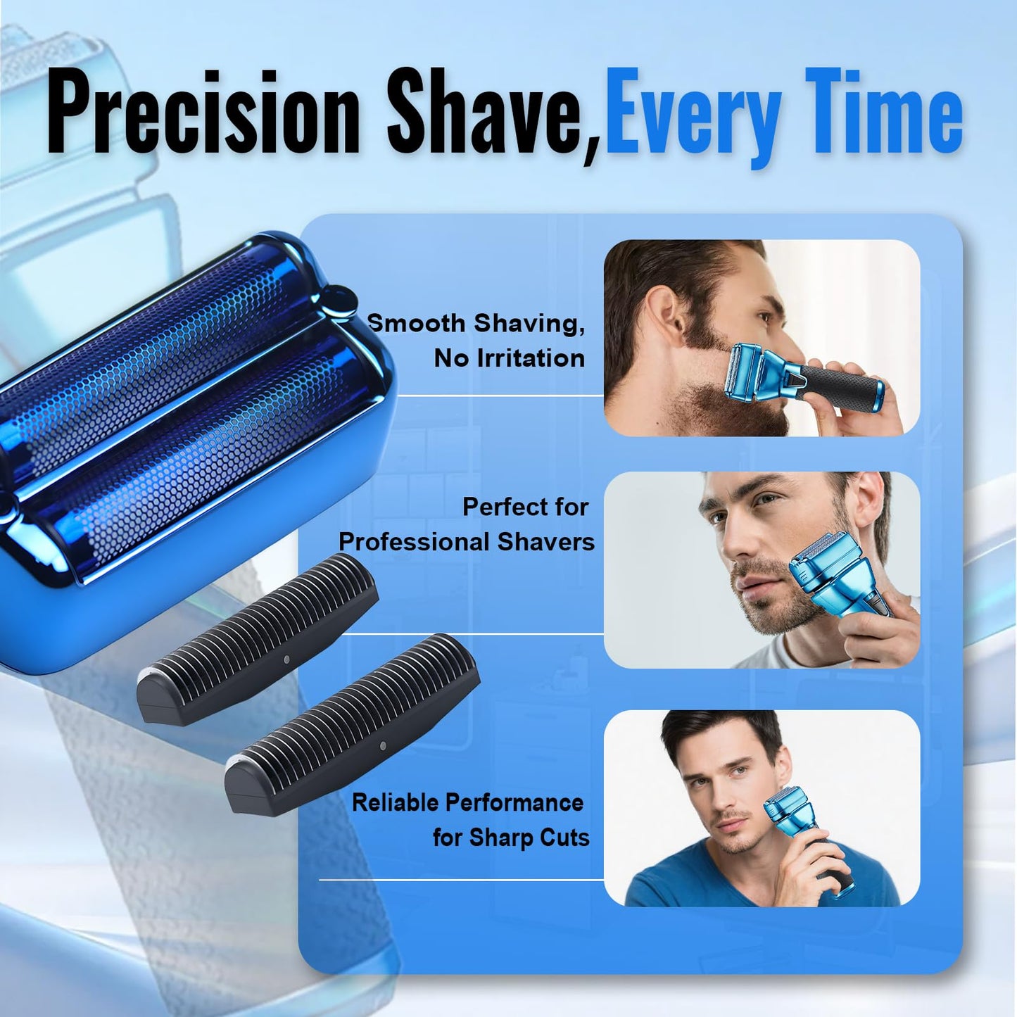 2-Pack Replacement Shaver Foil and Cutter Heads,Compatible with BaBylissPRO FXONE BlackFX Double Foil Stick Shaver, Double Replacment Foil (Black)