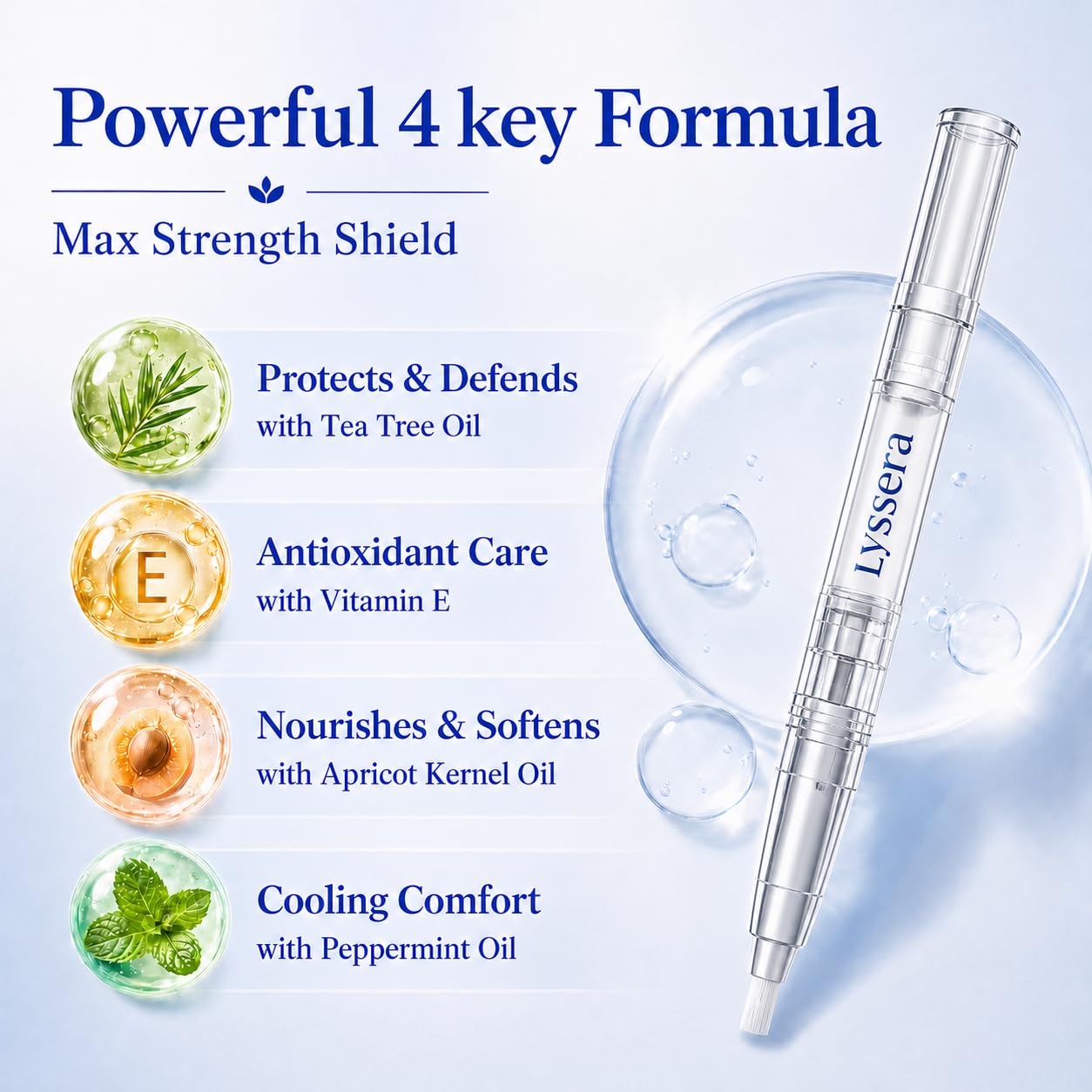 Lyssera Toenail Fungus Treatment Pen: Extra Strength 25% Undecylenic Acid & Tea Tree Oil - Fungal Nail Treatment for Thick Yellow Brittle Toenails and Fingernails, 4 PCS