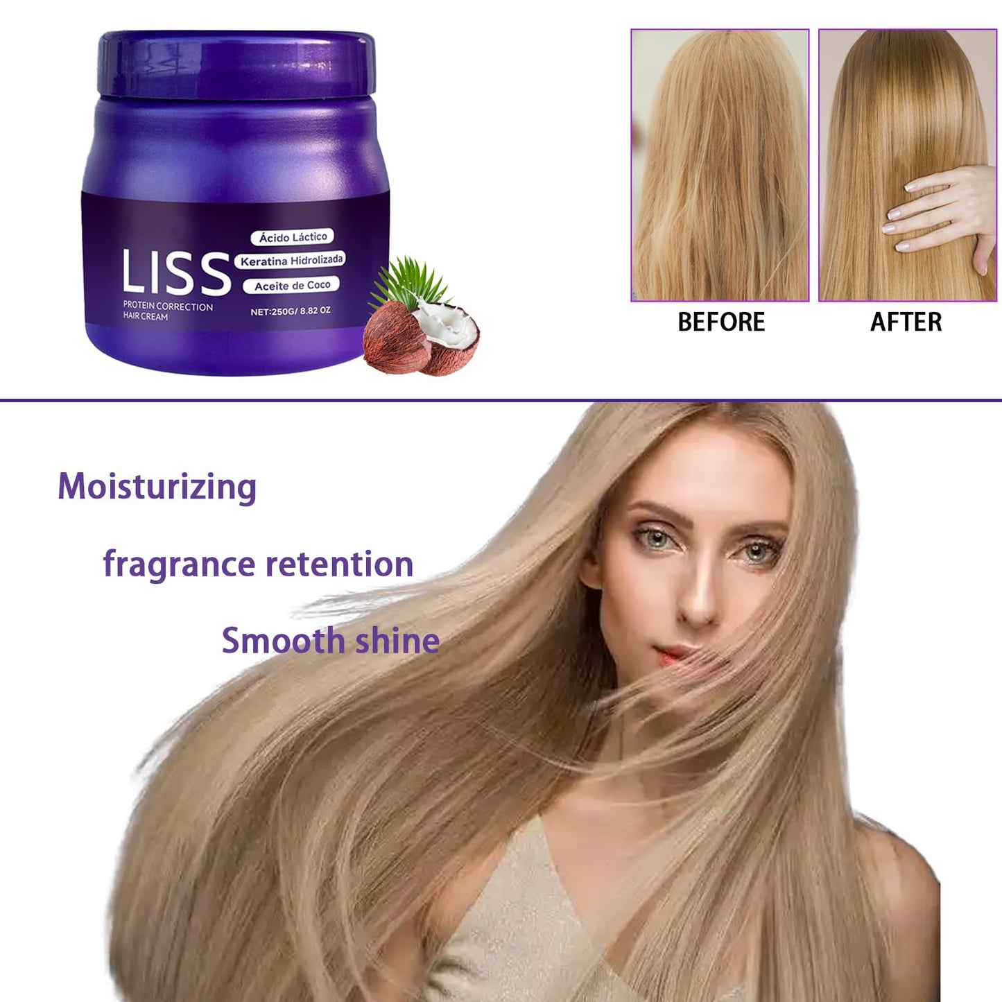 Liss Alisado Hair Cream - Formaldehyde-Free Smoothing Treatment for Natural Silkiness | 1 Piece