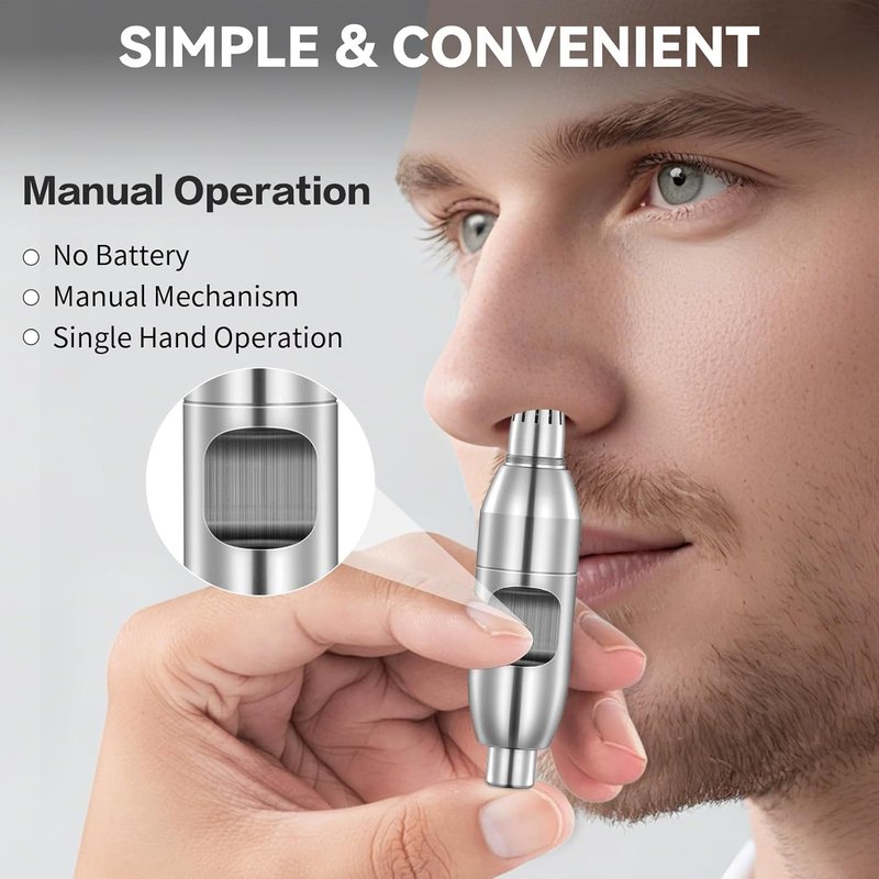 Lukyskn Ear Nose Hair Trimmer for Men, Silver | Painless Waterproof Nasal Hair Remover, Portable Stainless Steel Clippers, Professional Grooming Tool