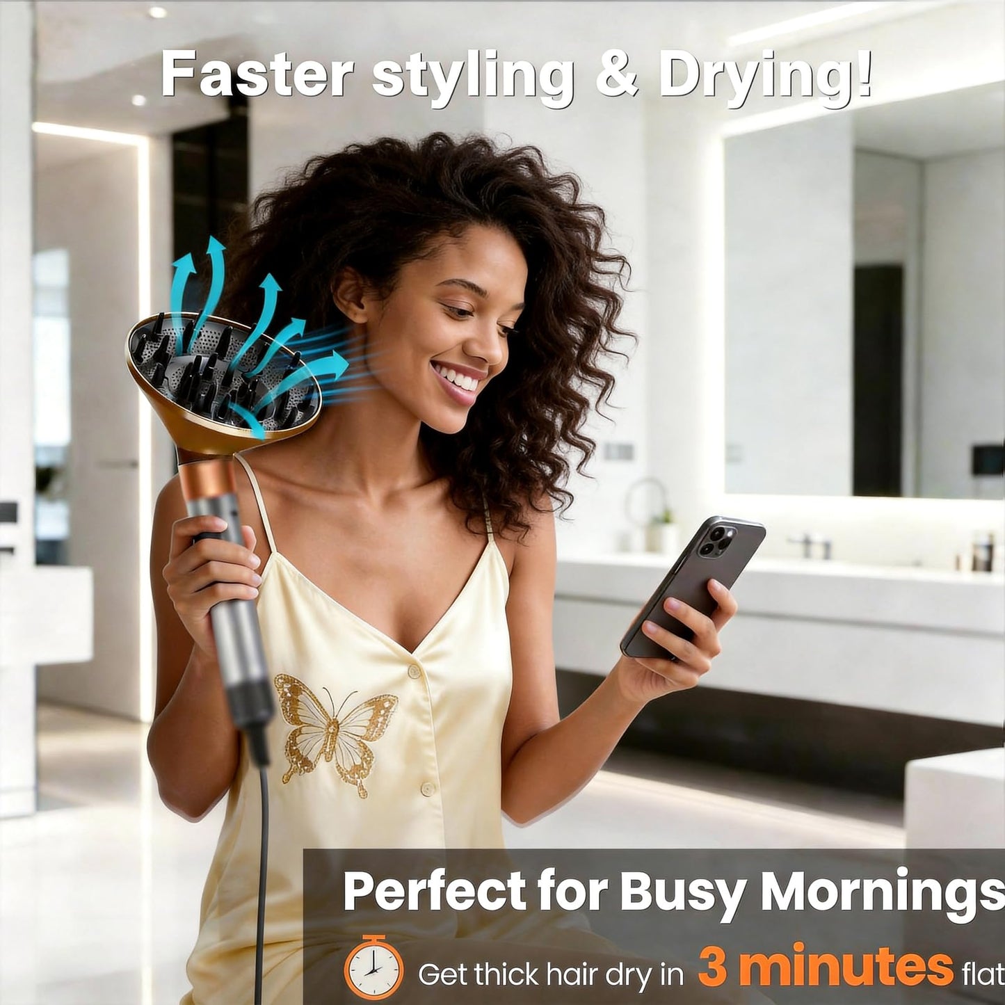 Large 6.5inch Diffuser Attachment for Dyson Airwrap i.d. HS01/HS05/HS08 - Fast-Drying & Enhanced Curl Definition, Heat Resistant Hair Diffuser Nozzle Compatible with Dyson Airwrap Diffuser