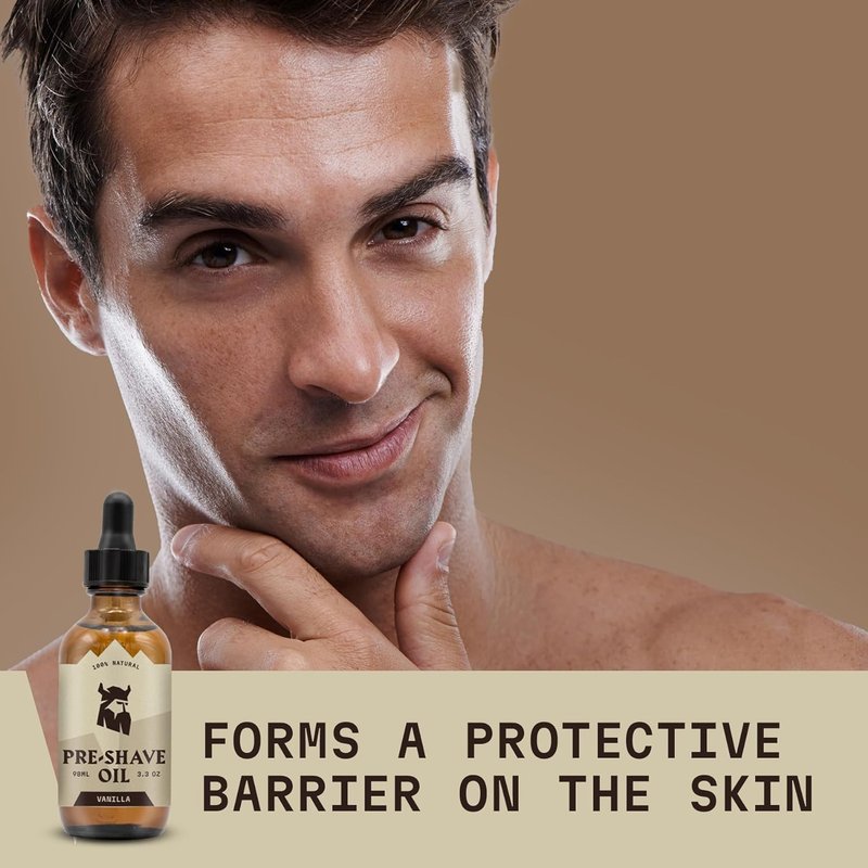 Striking Viking Pre-Shave Oil for Men - 3.3 fl oz, Pack of 1, Vanilla - Smooth Glide & Safety Razor Protection - Fast-Absorbing Formula for Electric Razor - Travel-Friendly Face Shaving Oil