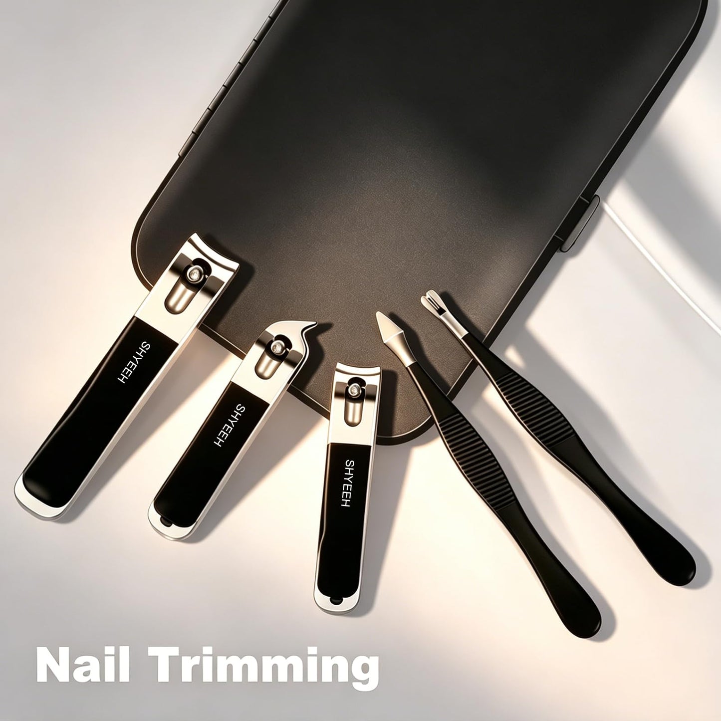 Manicure Set, 10 pcs High-Carbon Steel Nail Clippers Set, Portable Mini Manicure and Pedicure Kit, Travel Grooming Nail Kit with Leather Bag for Men and Women