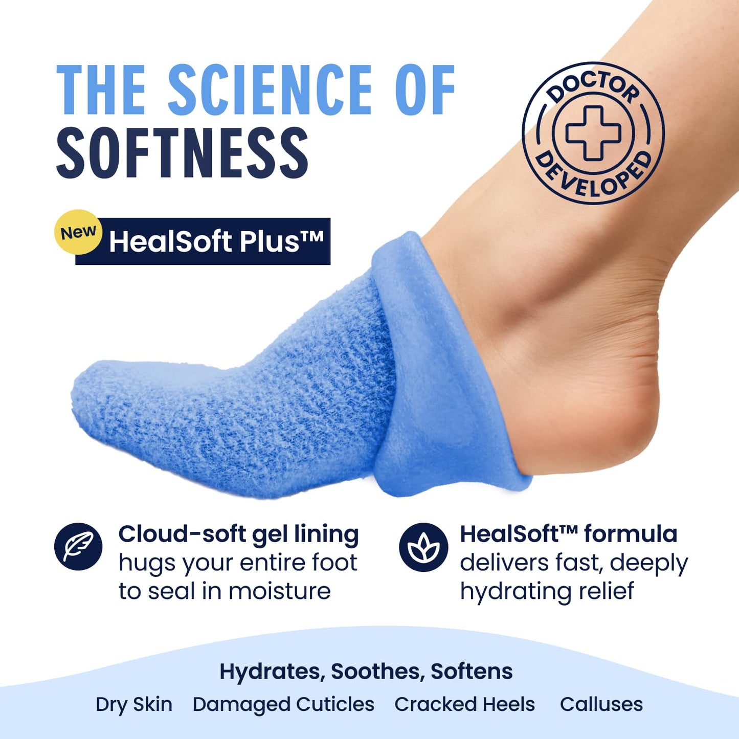 Dr. Frederick’s Original Moisturizing Gel Socks for Men & Women – Dry Feet & Cracked Heel Treatment – Full Foot Gel Lining with Mango Butter, Shea Butter, Jojoba & Coconut Oil (Blue Haven)