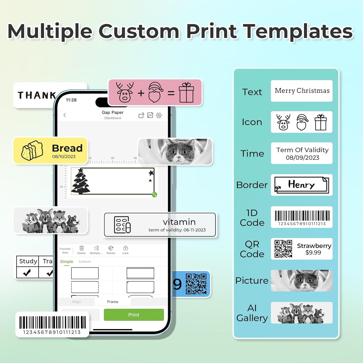Bluetooth Label Maker - Wireless Mini Printer for Home & Office - Multiple Templates | White