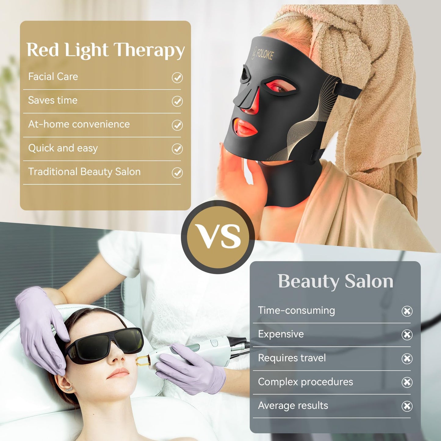 Red Light Therapy for Face, LED Light Therapy Mask Skin Care Mask & Neck, LED Red & NIR Light Therapy Wavelength for Home Use, Working Travel Yoga Sleep