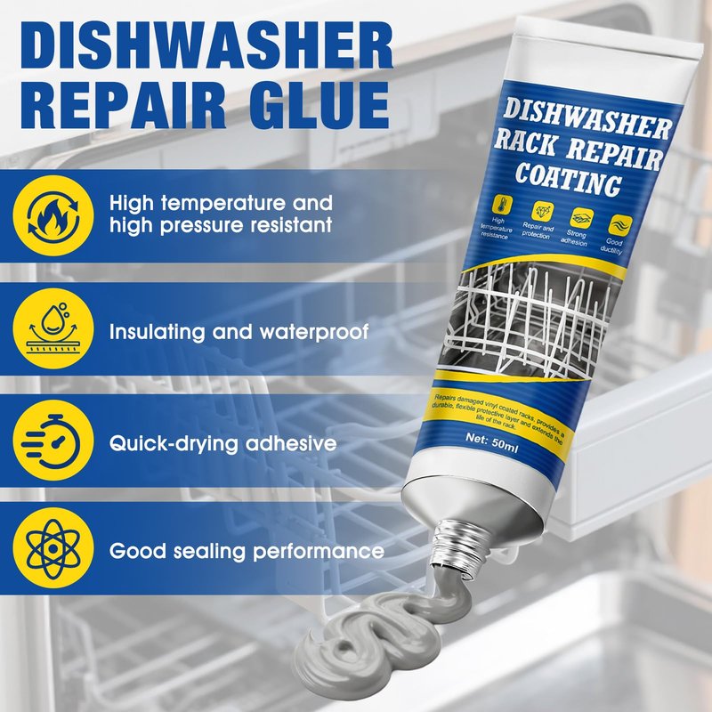 JAOJAO Dishwasher Rack Repair Coating, Dishwasher Rack Repair Kit Strong Waterproof Protection High and Low Temperature Resistant Safe Formula for Dishwashers and Vinyl Rack Restoration, 50ml Grey