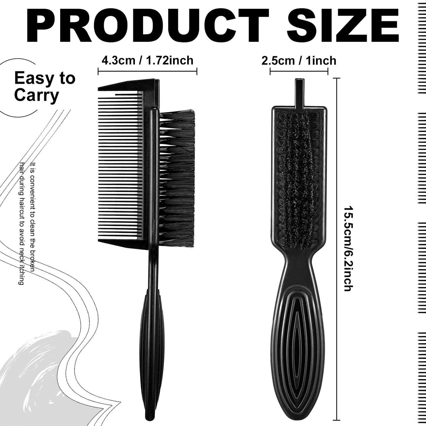 Rozer 4 Pcs Barber Fade Brush 2-in-1 Comb for Clipper Cleaning – Barber Grade Hair Brush Tool for Barbers, Stylists & Home Use