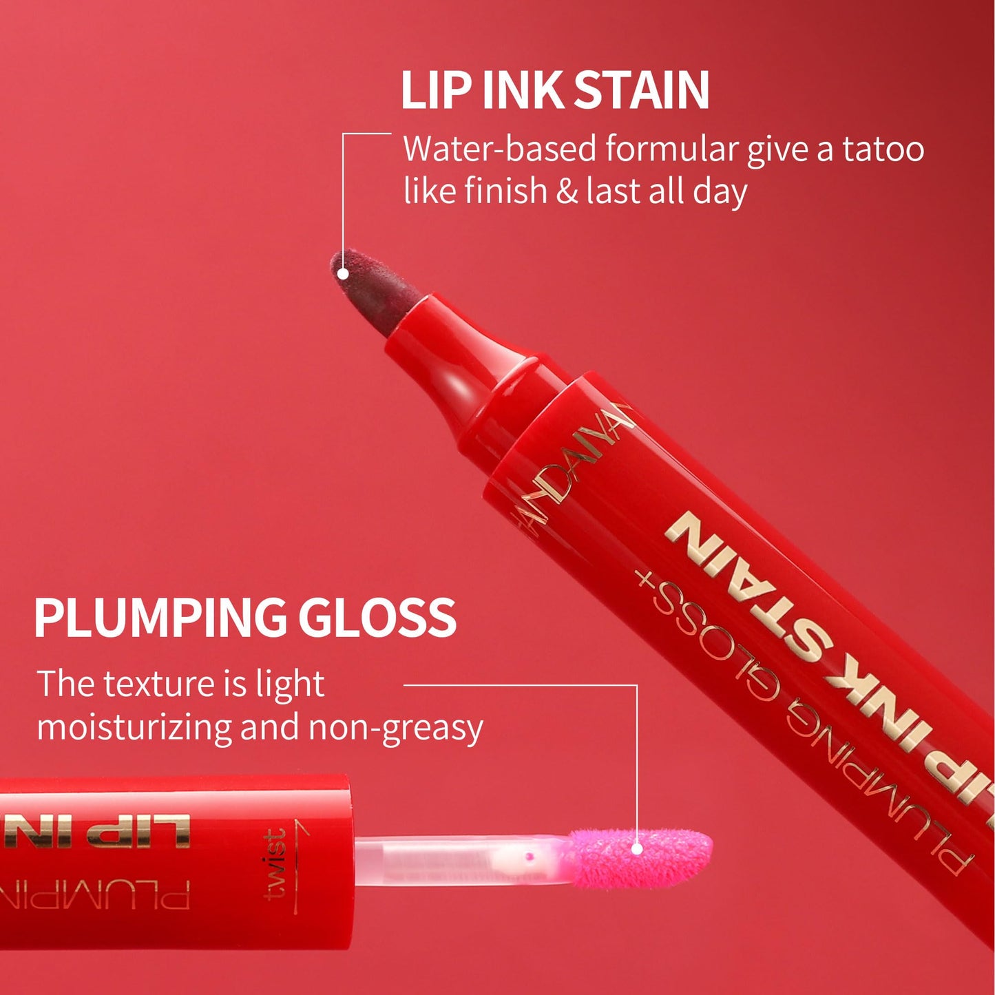 Beauty Glazed 2-in-1 Lip Stain & Plumping Lip Gloss – Lip Oils + Lip Liner Pencil Lip Combo for Fuller, Defined Lips – Long Lasting, Smudge-Proof, High-Shine Color (#06 Warm Cocoa Brown)
