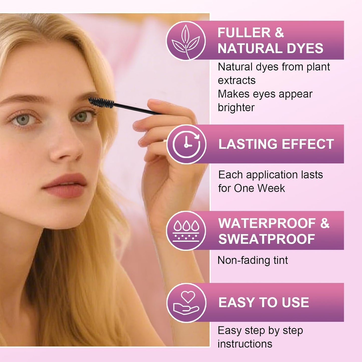 WEILNELL Eyelash & Eyebrow Color Kit, Professional Instant Lash & Brow Color Kit, Easy to Use with Natural Results, DIY Hair Coloring Eye Brow & Eye Lash Set for Beginner Salon Beauty 7ml Light Brown