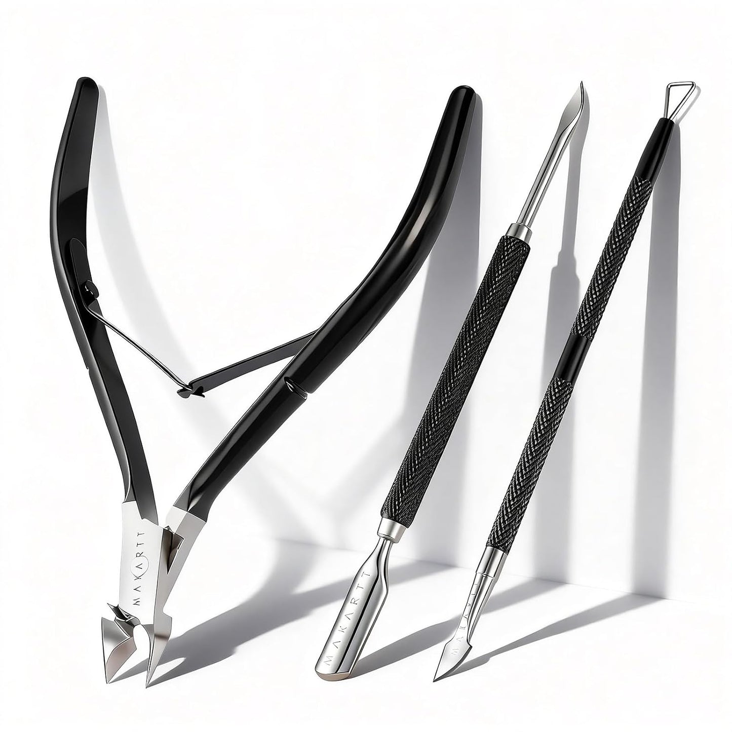 Cuticle Trimmer Set - Stainless Steel Nail Care Kit with Pusher | 3-Piece Manicure & Pedicure Tools