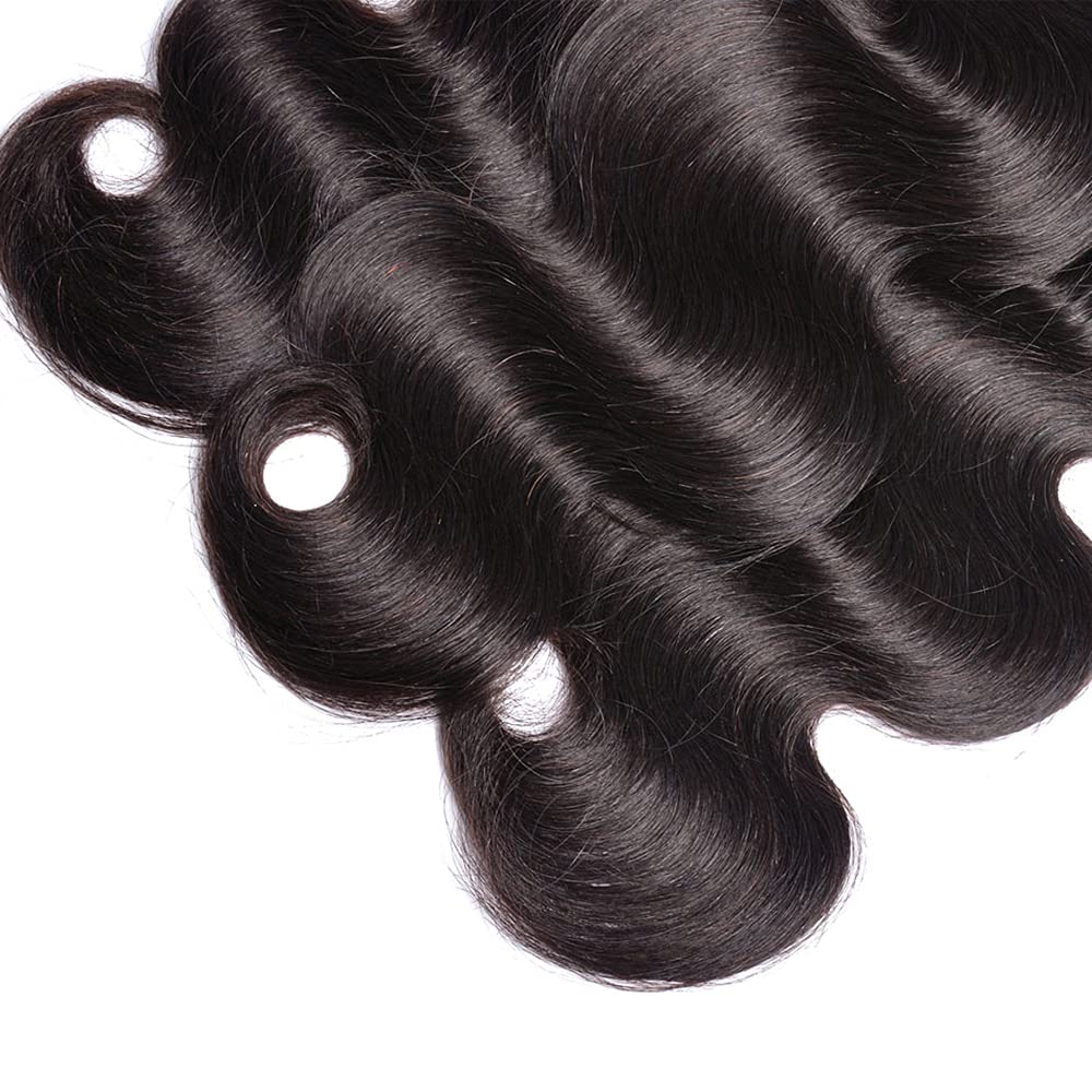 #1B Human Hair Bundles Natural Color Body Wave Bundles 18 20 22 Inch Unprocessed Brazilian Virgin Hair 3 Bundle 50 Gram Per Bundle Deals Quick Weave Hair Extensions