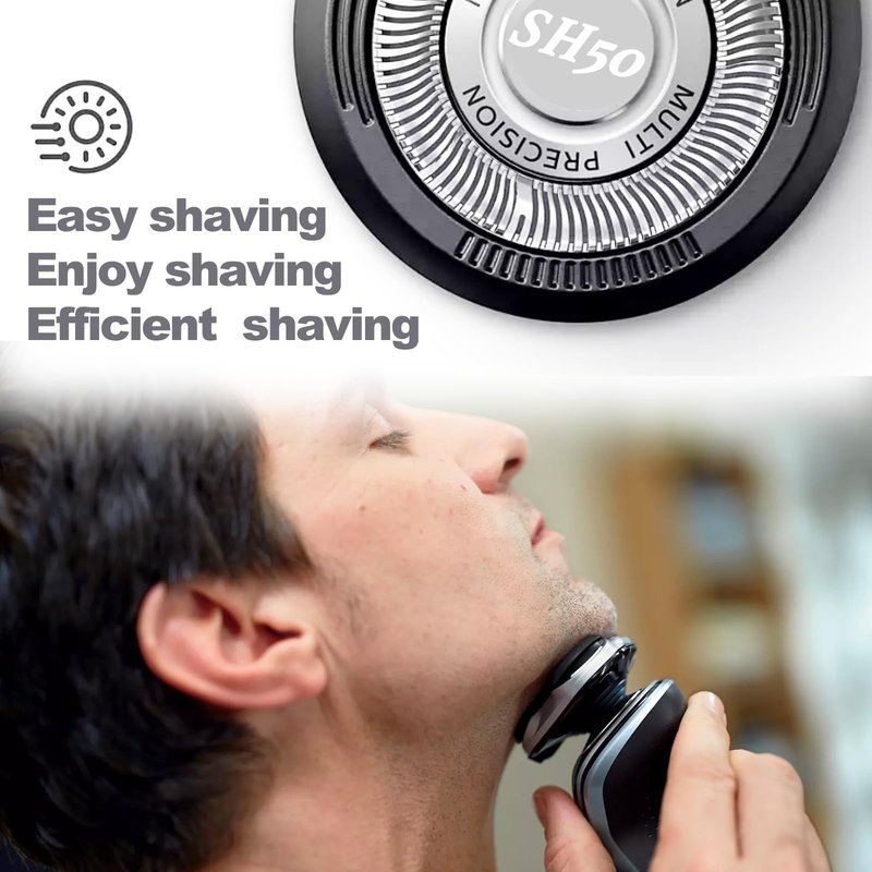 SUPERNB SH50 Shaver Replacement Heads Compatible with Philips Norelcos Series 5000 Razors, Rotary Replacement Blades with High Performance - Fast, Smooth and Close, 3Packs.