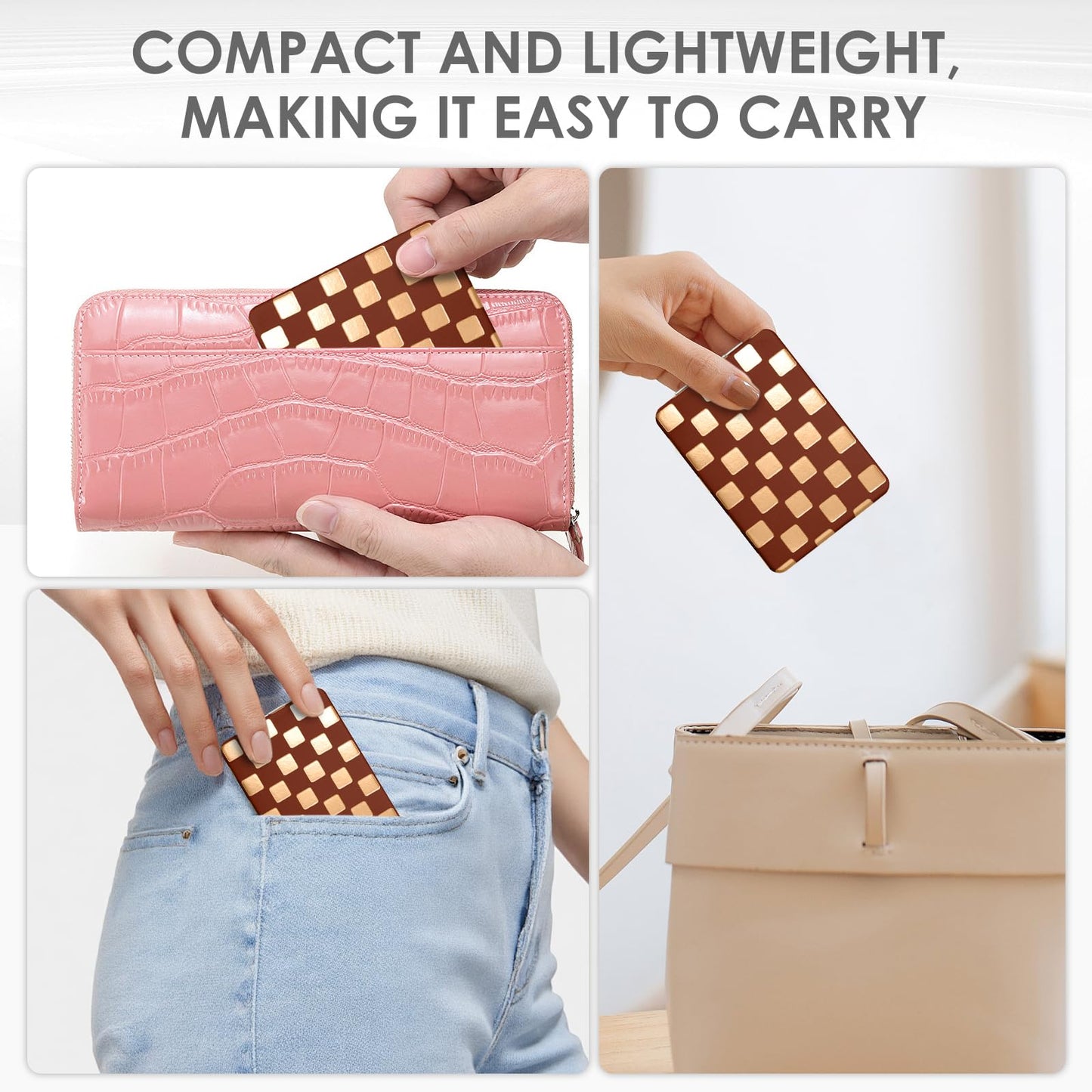 Tavonis Compact Mirror，Unique Contrasting Neon-Toned Checkered Travel Mirror，Pocket Mirror for Women