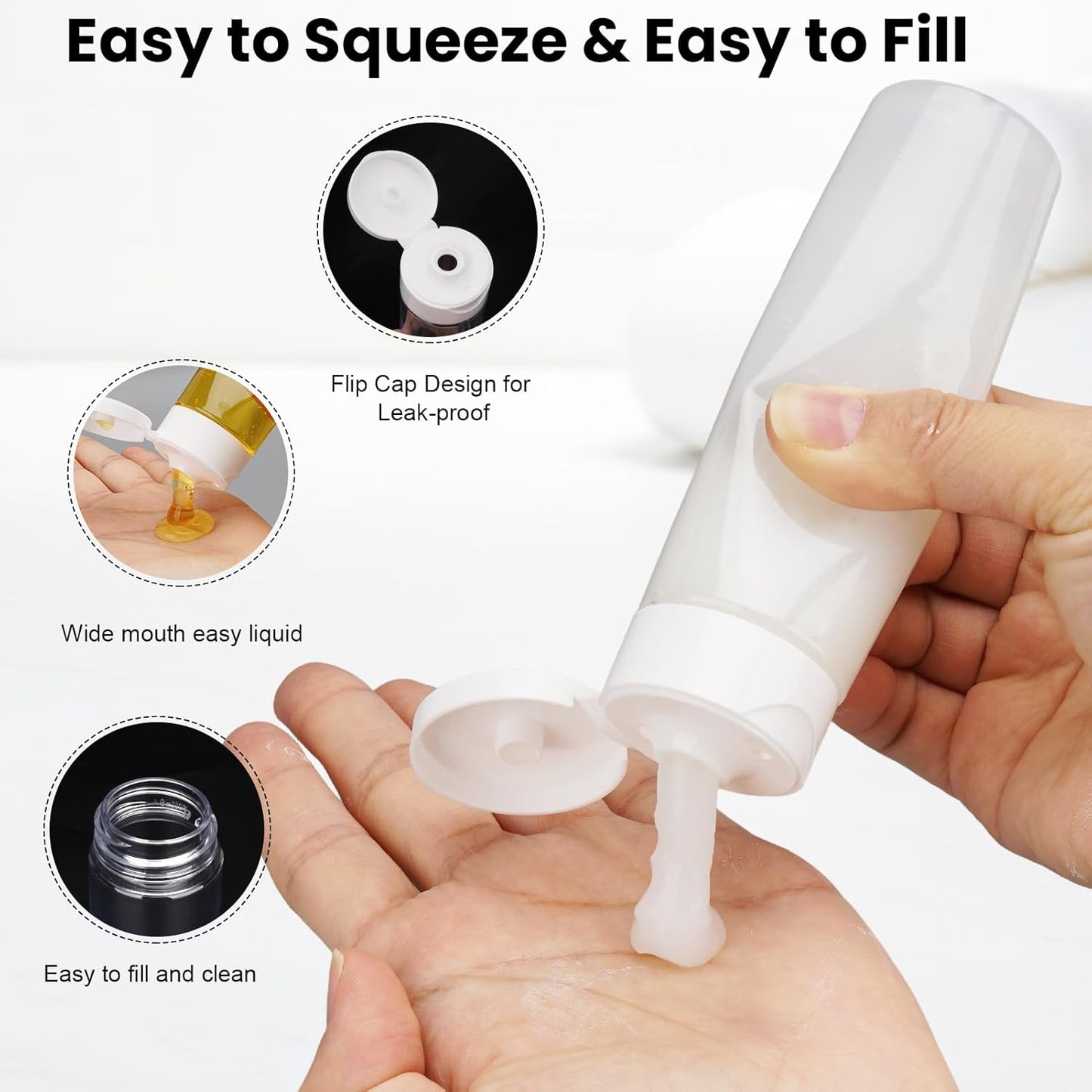 Travel Bottles for Toiletries - 9 PCS TSA Approved Leak-Proof Containers | 3.4oz Squeeze Bottles & Refillable Spray Bottles