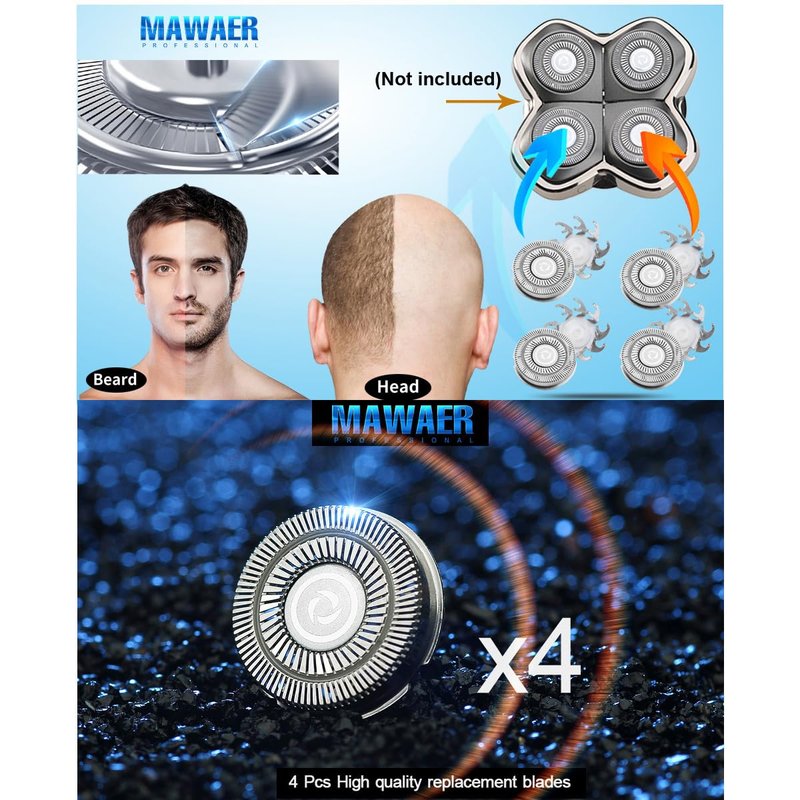 MAWAER 3pcs Head Shaver Replacement Blades for Skull Shaver Pitbull Forte 3 Head Baron 3 Head Pitbull Butterfly Kiss and Palm Shaver