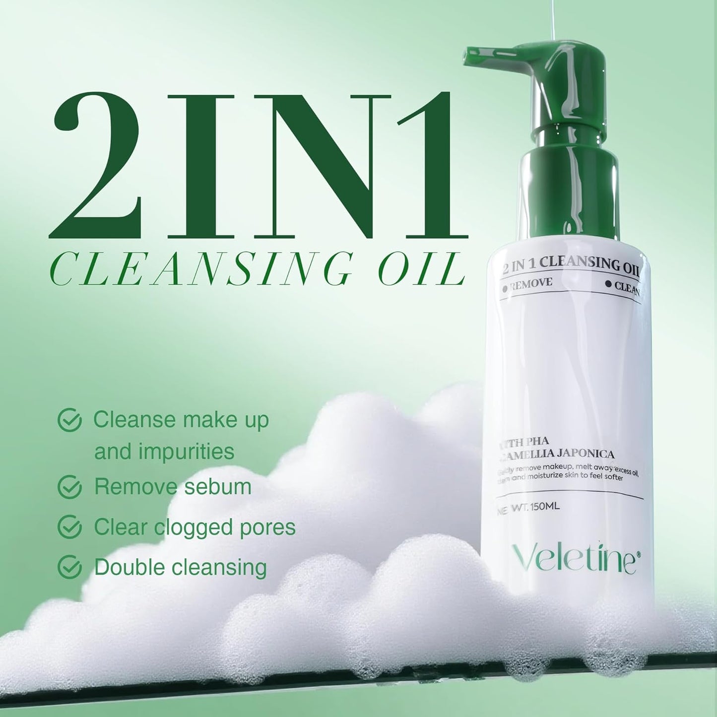 2-in-1 Makeup Remover Cleansing Oil - Lightweight Deep Cleanser with Centella & Camellia Extracts | 150ml for All Skin Types