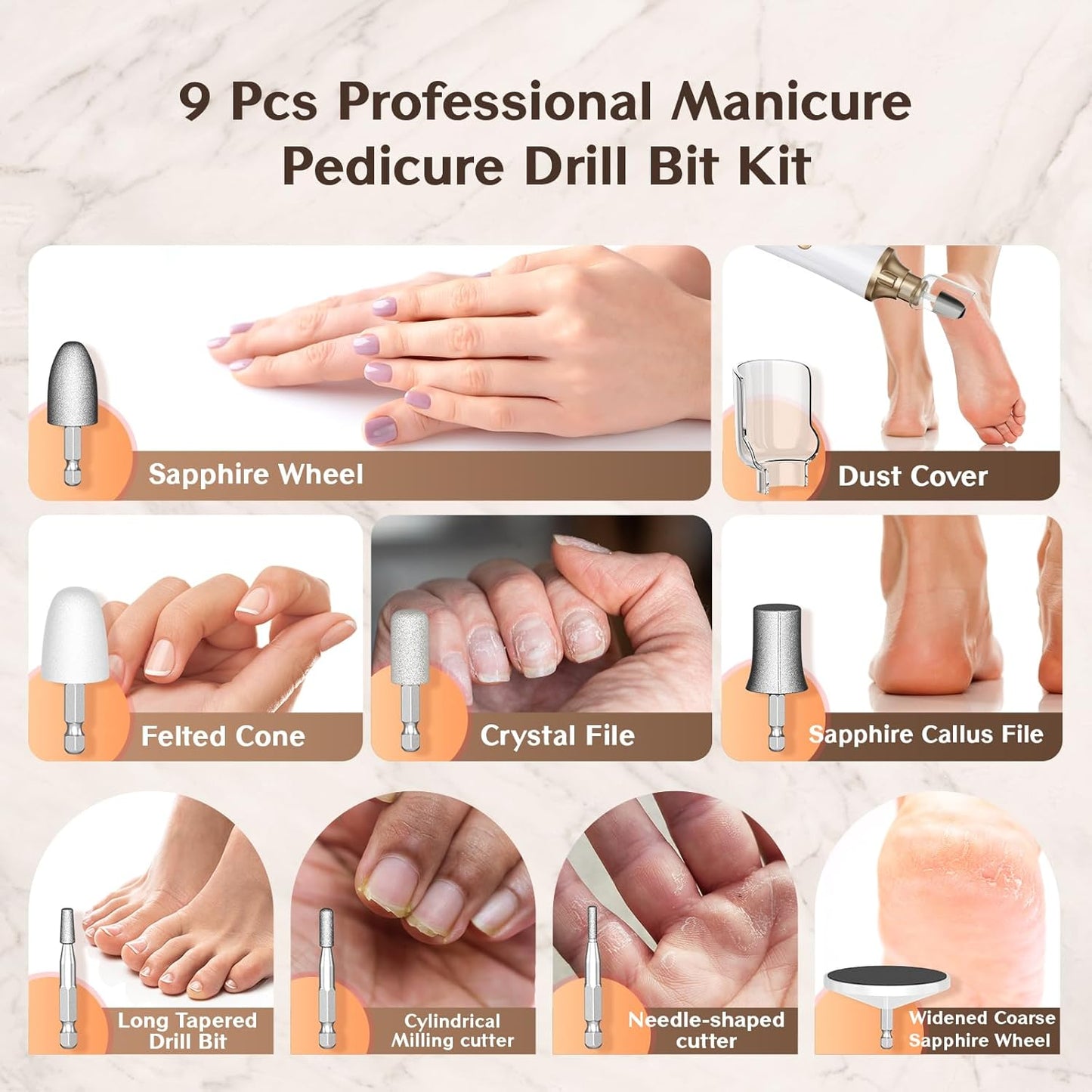Electric Nail File Set - Professional Manicure Pedicure Kit with 15 Speeds for Hand & Foot Care | Ideal for Thick Nails, Men & Women