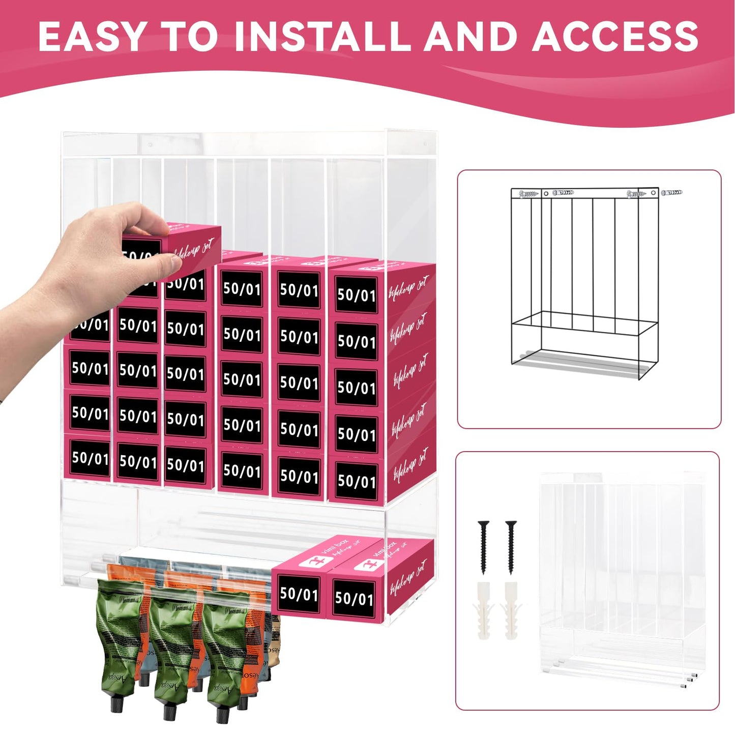 Acrylic Hair Color Organizer UV Protection Salon Tube Cabinet Wall Stand