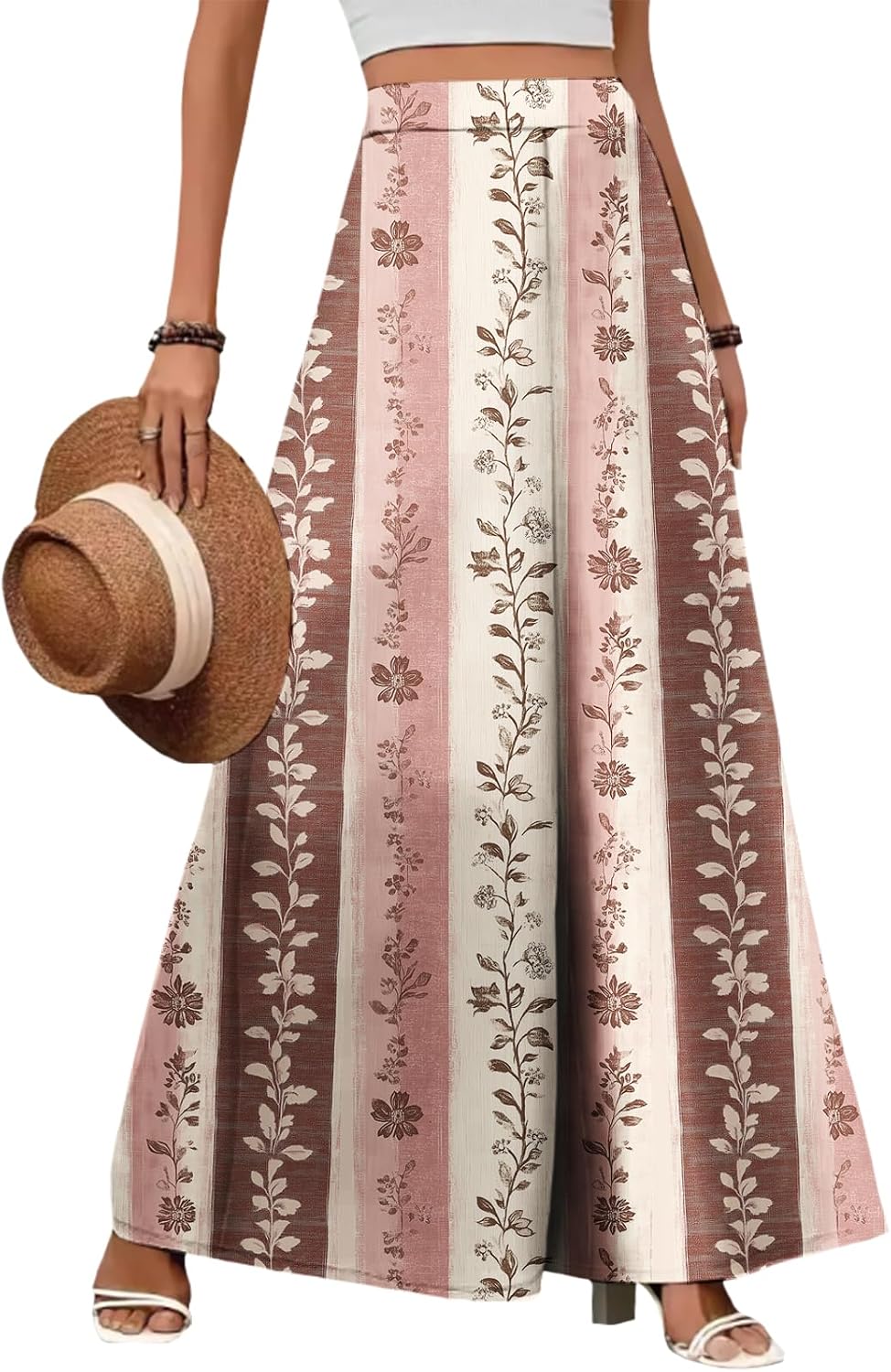 ZOCAVIA Women's Boho Wide Leg Pants - Lightweight High Waisted Palazzo Trousers with Pockets | Summer Casual Style