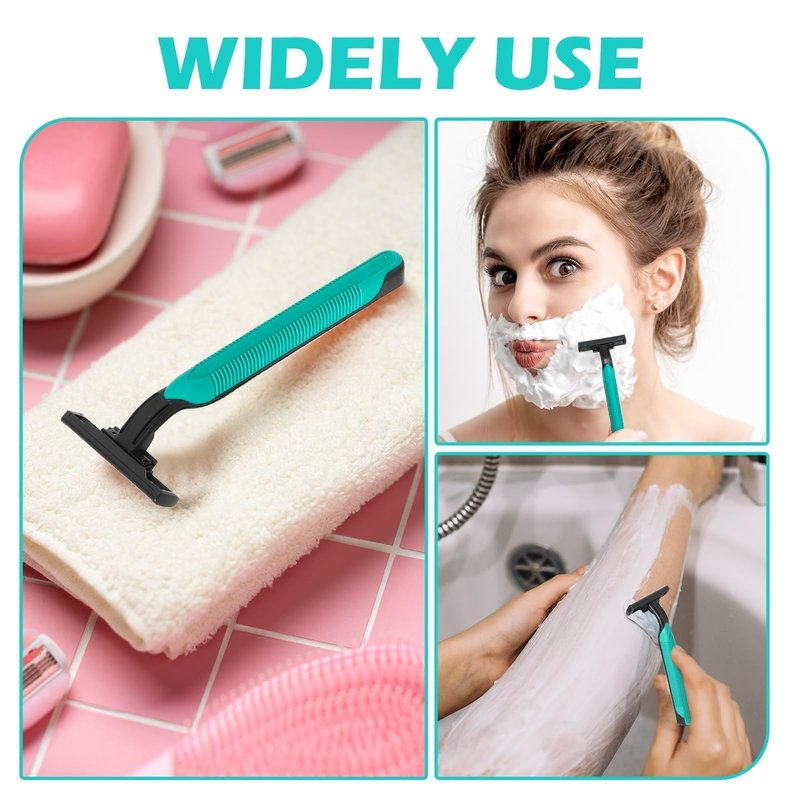 Clothsport 120 Pack Disposable Twin Blade Razors Individually Wrapped, Clear Safety Cap， Multipurpose Portable Shave Razor for Man Woman Bathing Hotel Travel (Green)
