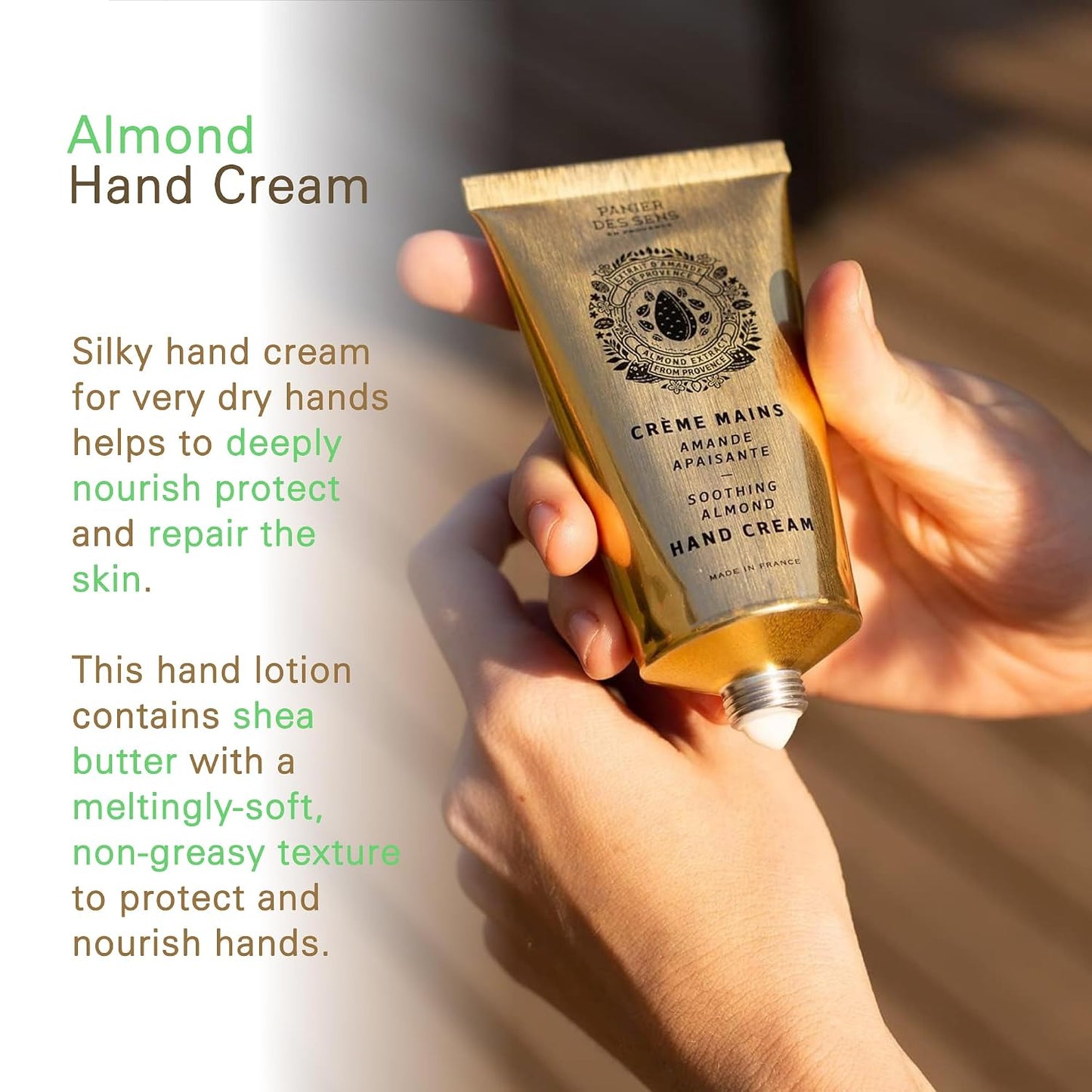 Sweet Almond Hand Cream - Moisturizing Lotion for Dry Skin | 97% Natural Ingredients, 2.5 Fl Oz