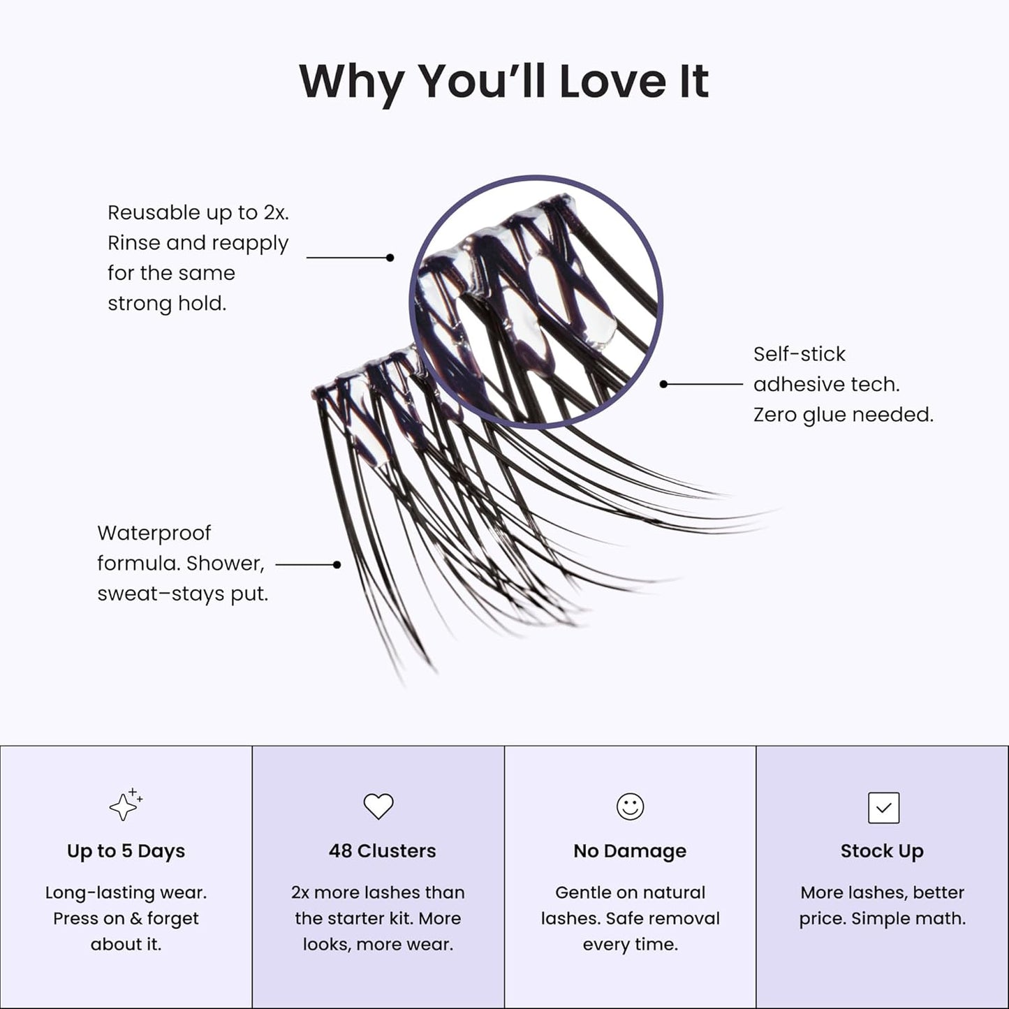Kiss Impress False Eyelashes - Demi Natural Lash Clusters, 48 Pre-Glued, 8mm-16mm | Contact Lens Friendly, Reusable
