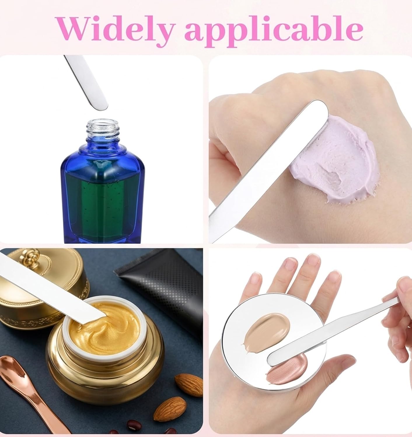 Makeup Spatula Set - 3Pcs Double-Edged Metal Applicators for Even Foundation & Face Cream Application | Assorted Styles