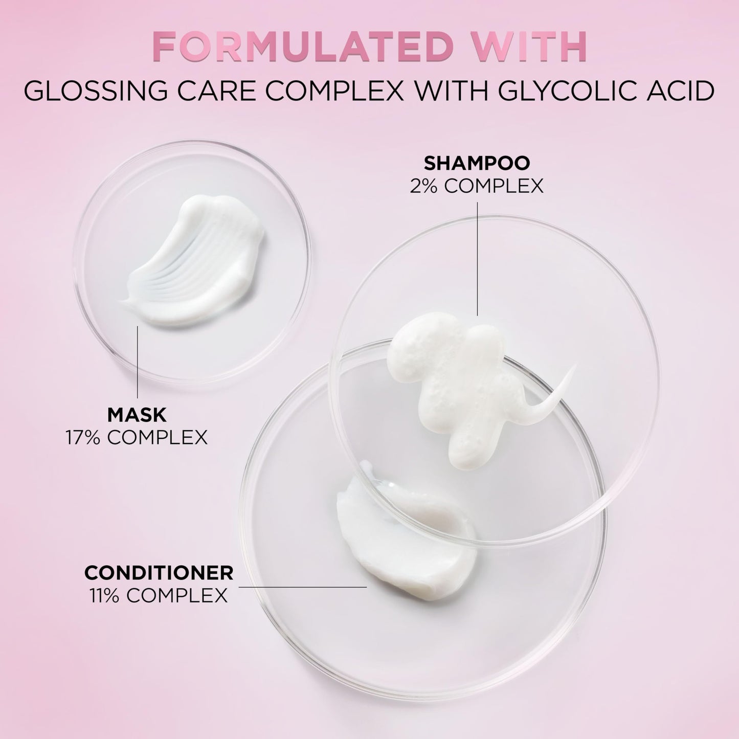 L’Oreal Paris Sulfate Free Glossing Shampoo and Conditioner Set with Glycolic Acid, Provides Intense Glass Shine & Smoothness, Suitable for Dull, Dry, and Color-Treated Hair, EverPure, 13.6 Fl Oz Set