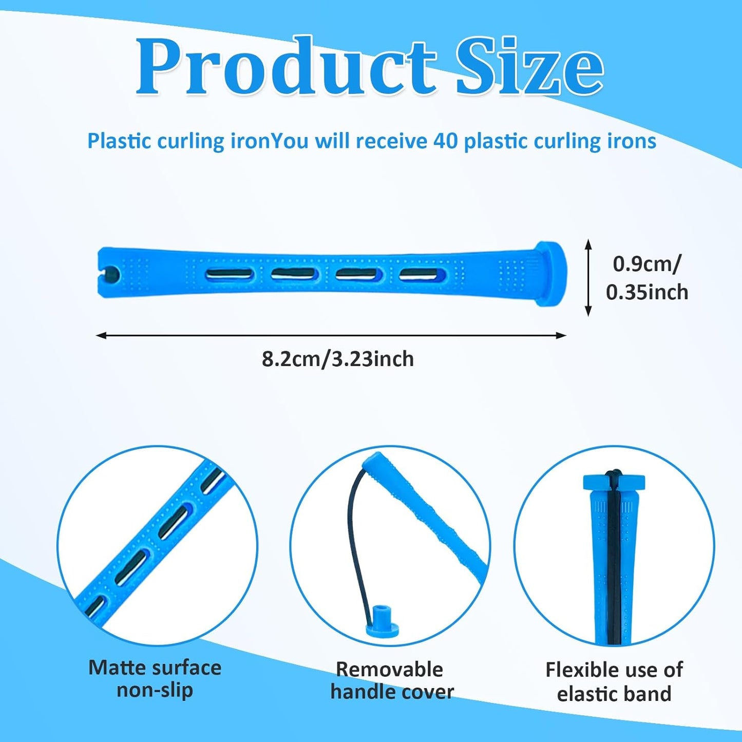 Blue Plastic Hair Perm Rods - 40 Pcs Small Cold Wave Curling Rollers for DIY Hair Styling