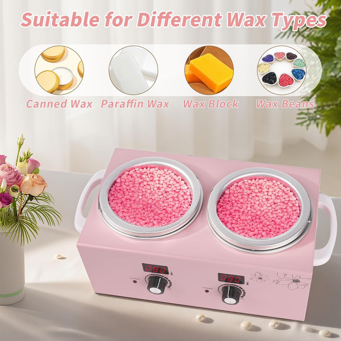 Double Wax Warmer Machine, Yofuly Professional Digital Waxing Kit for Women Hair Removal, Electric Hard Wax Pot Heater with Sticks and Collars for Home Spa Beauty Salon Esthetician Use