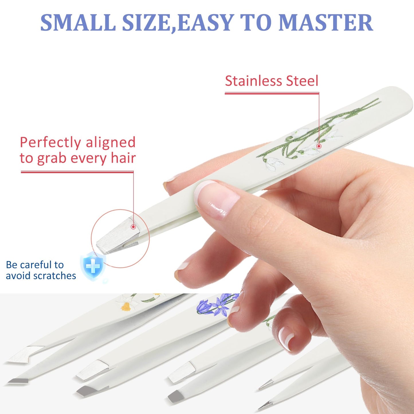 Personalized Tweezers Set for Women Facial Hair in Floral Travel Case, Small Self Care Inspirational Easter Gifts for Her Friend, Eyebrow Ingrown Hair Splinter Removal Grooming Kit How Uniquely You