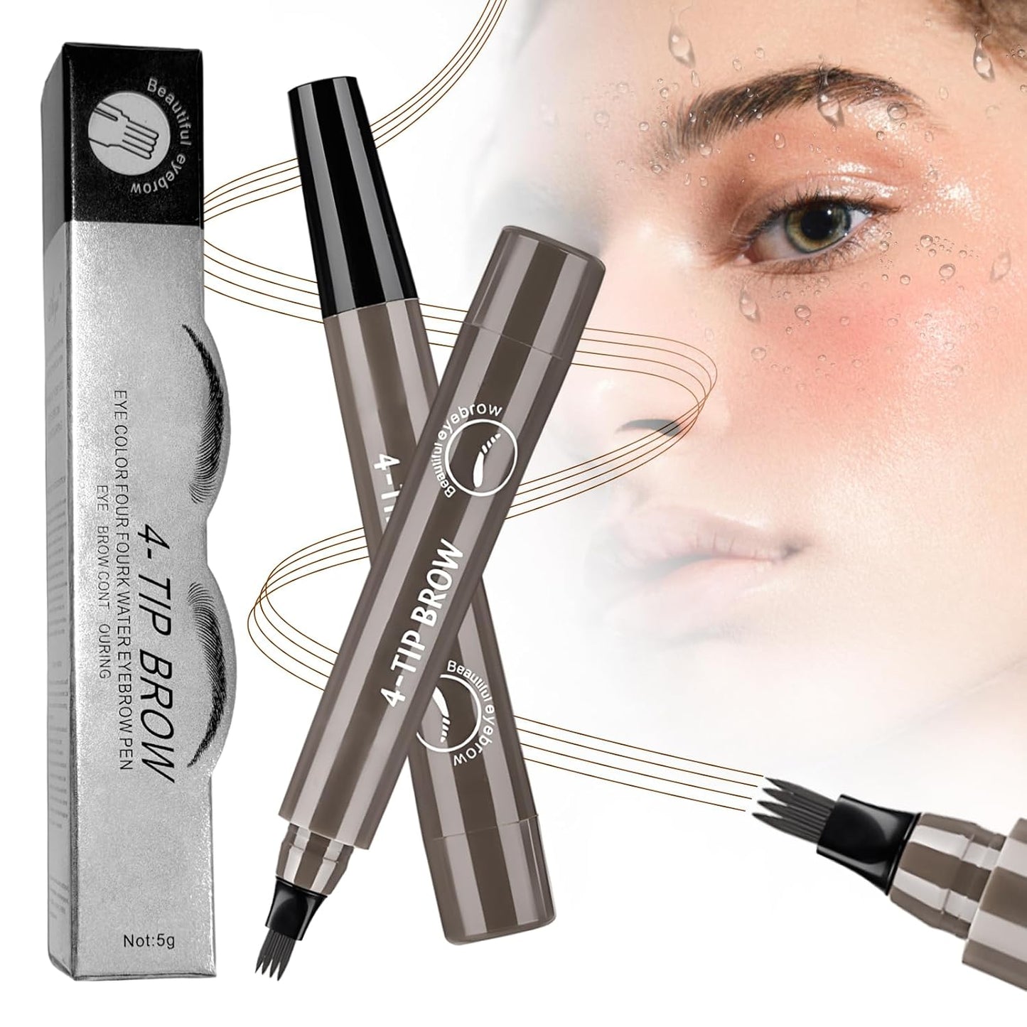 Microblading Eyebrow Pencil - 2026 Upgraded Contouring Tool with Micro-Fork Tip | Premium 3D Waterproof, Dark Brown
