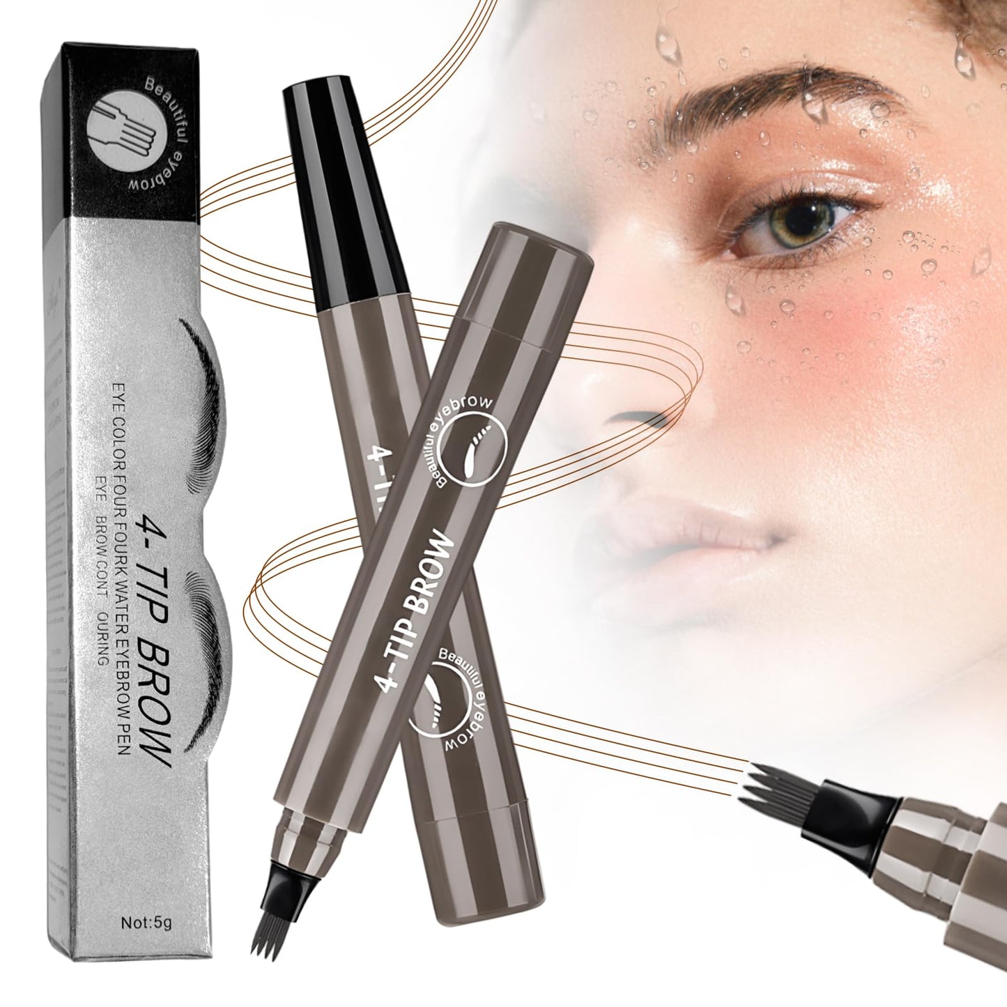 2 Pcs Microblading Eyebrow Pencil, 2026 Upgraded Waterproof Microblading Eyebrow Pen, 3D Fork Tip Brow Pencils for Women with Hair Like Strokes Long Lasting (Gray)