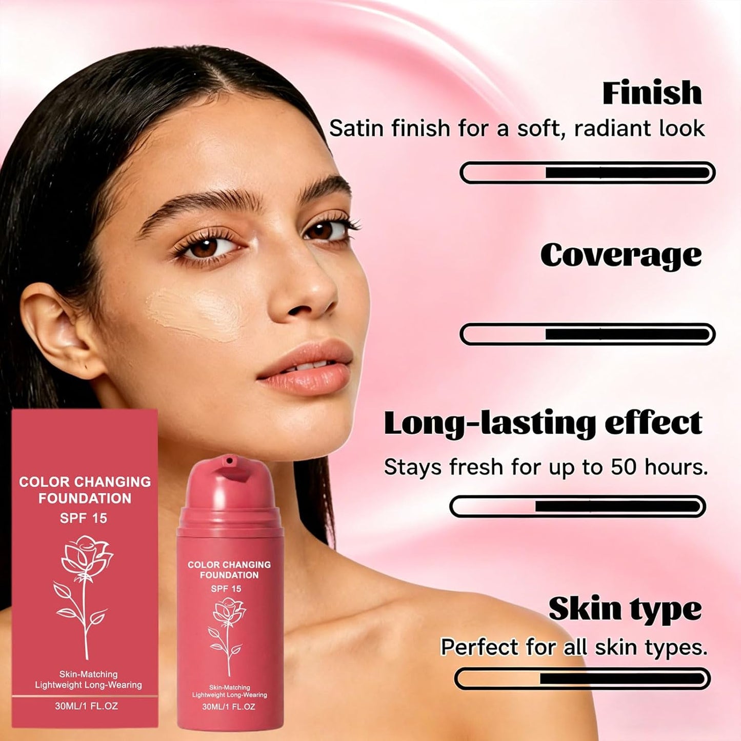 Korean Color Changing Foundation - Hydrating Makeup for Mature Skin | Conceals Fine Lines & Wrinkles (1PC)