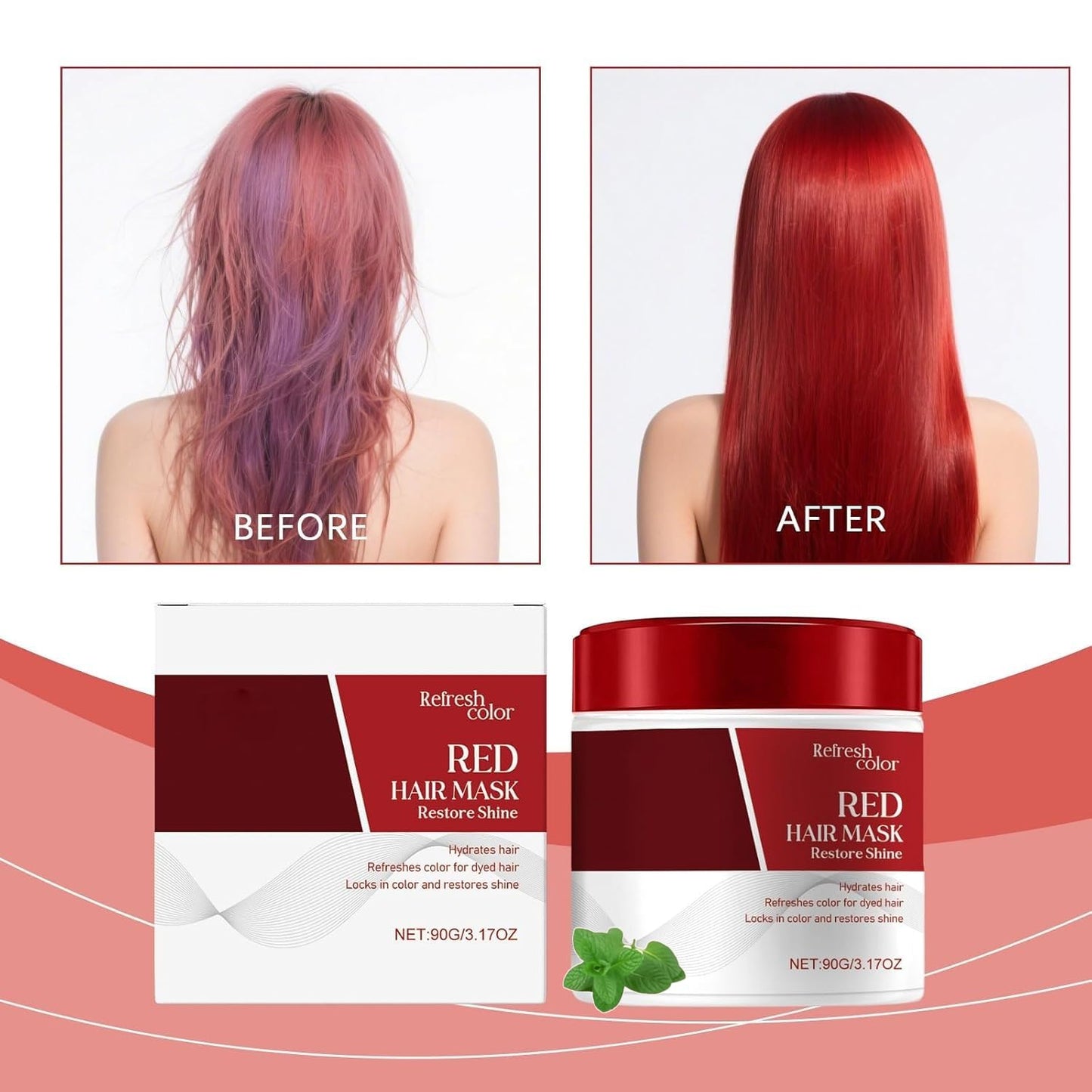 Red Hair Mask - Color Boosting Conditioner for Damaged Hair | Repairs, Strengthens & Hydrates (1 Piece)