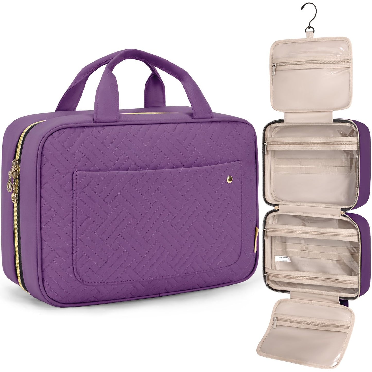 Toiletry Bag | Water-Resistant Travel Organizer with Hanging Hook - Medium Baby Pink