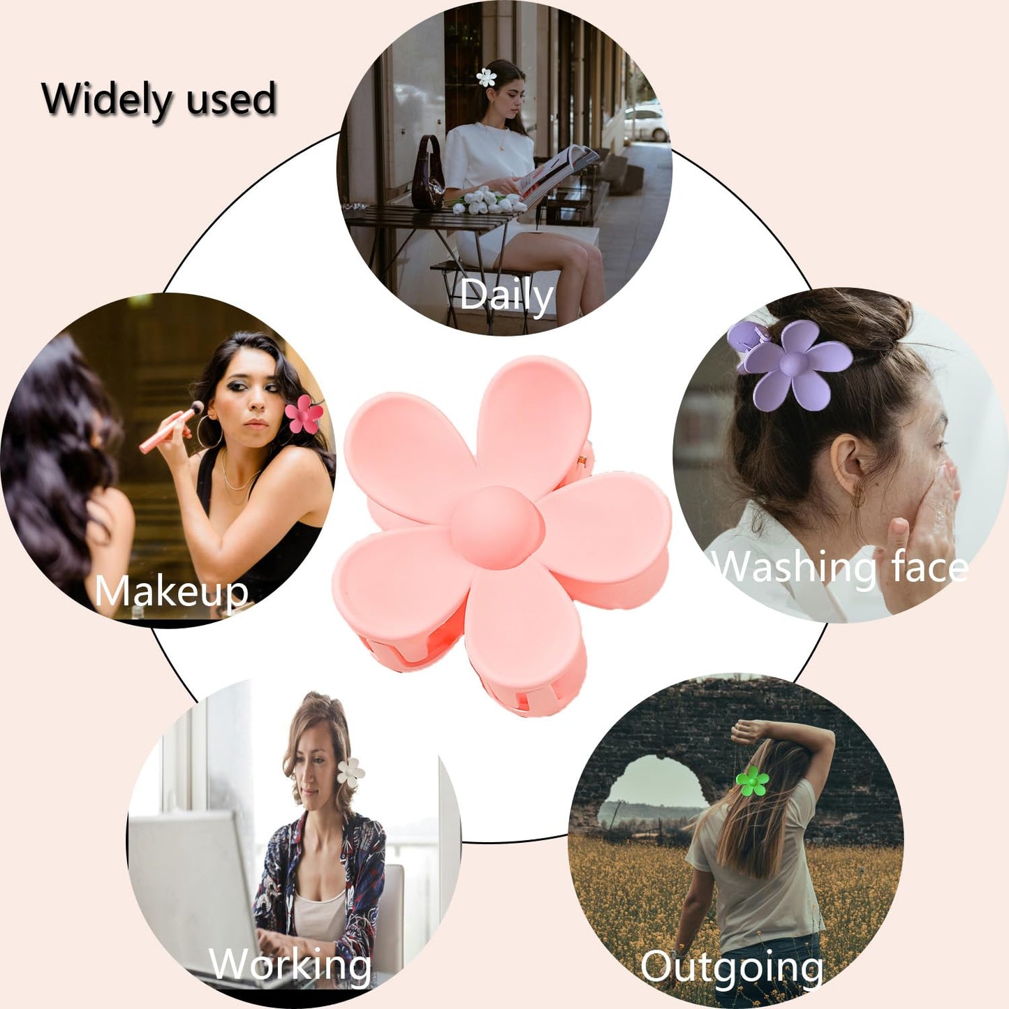Hawaiian Flower Hair Clips - 8PCS Large Claw Clips for Thick & Thin Hair | Cute Daisy & Hibiscus Designs, Summer Colors