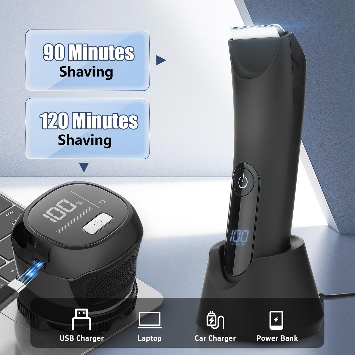 SUNNOW Body Hair Trimmer & Head Shavers for Bald Men, Ball Pubic Hair Trimmer, Head Electric Shavers Razor Kit, Ball Body Groomer for Bikini/Groin/Grooming