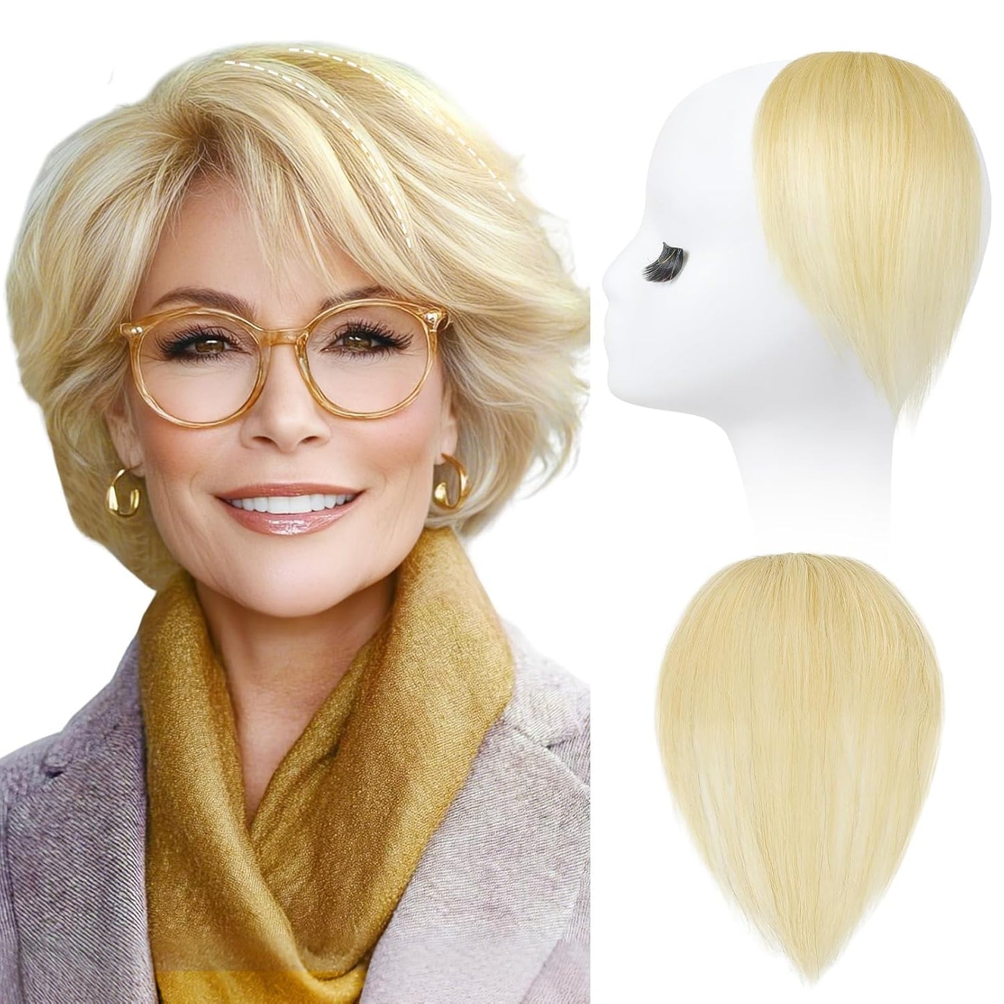 REECHO Clip-In Hair Volumizer - Short Thick Extensions for Thin Hair | Platinum Blonde with Black Strands, 8 Inch