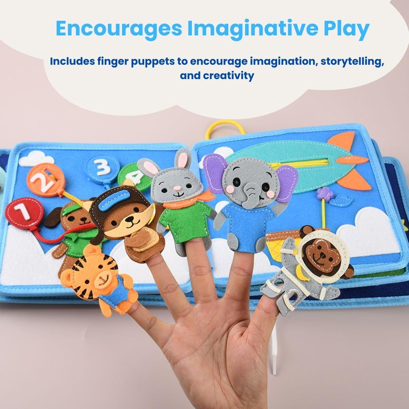 Bright Keiki Busy Book for Toddlers 1–3 – Montessori Busy Board & Educational Toys for 2 Year Old – Away We Go Travel Activity Book